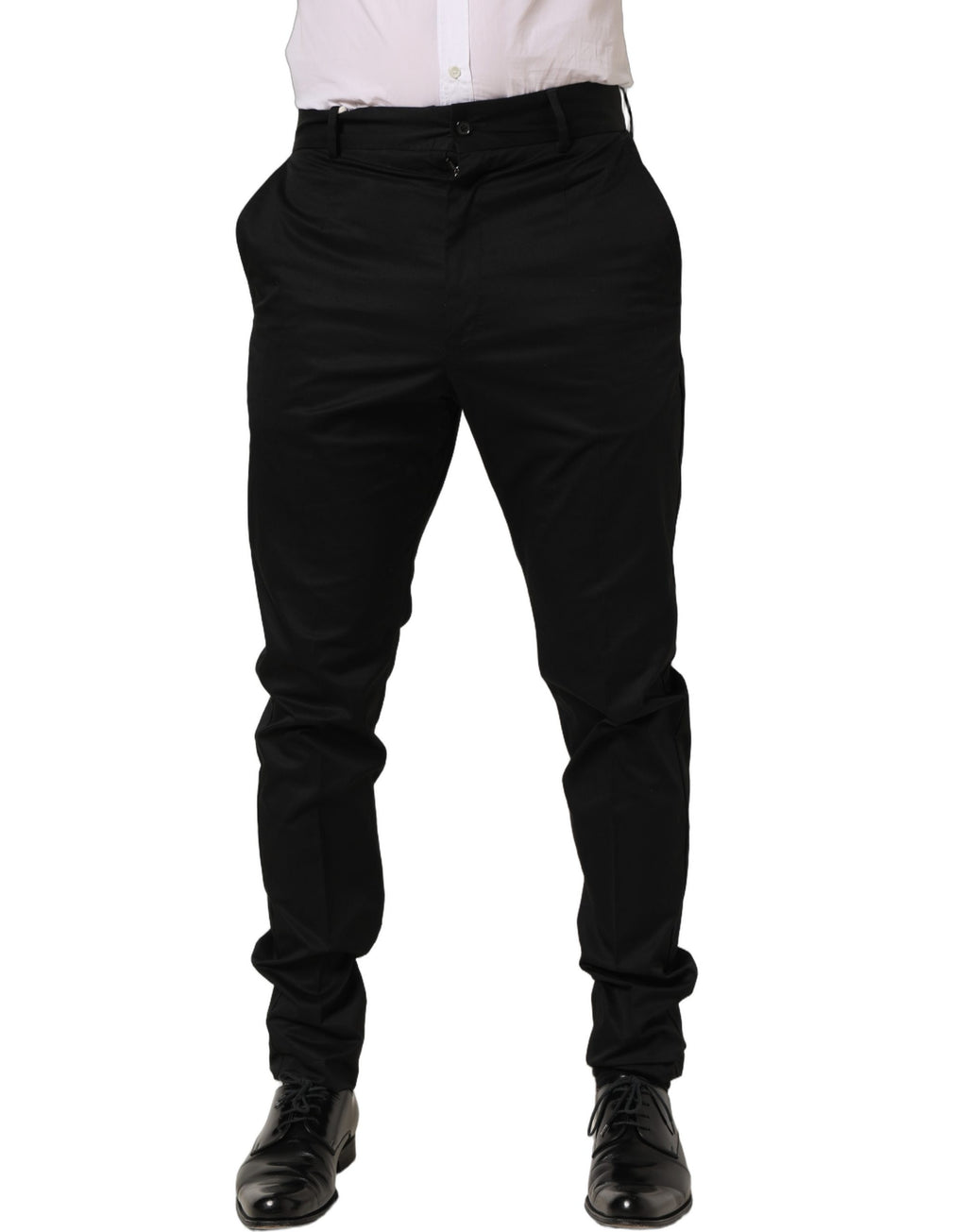 Dolce & Gabbana Schwarze Baumwollhose mit schmal zulaufendem Bein