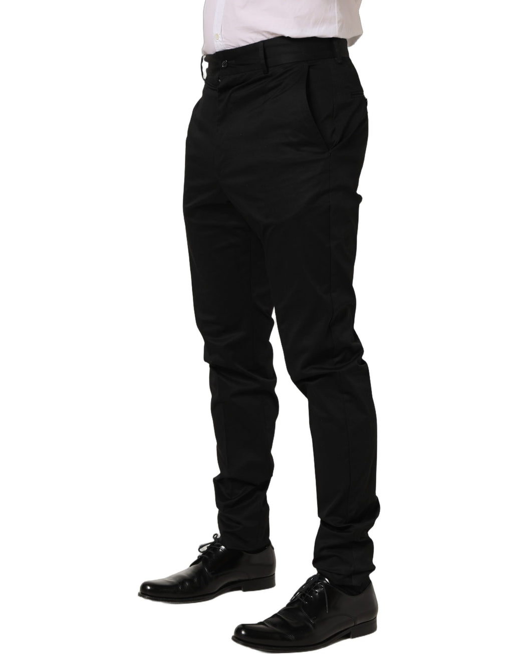 Dolce & Gabbana Schwarze Baumwollhose mit schmal zulaufendem Bein