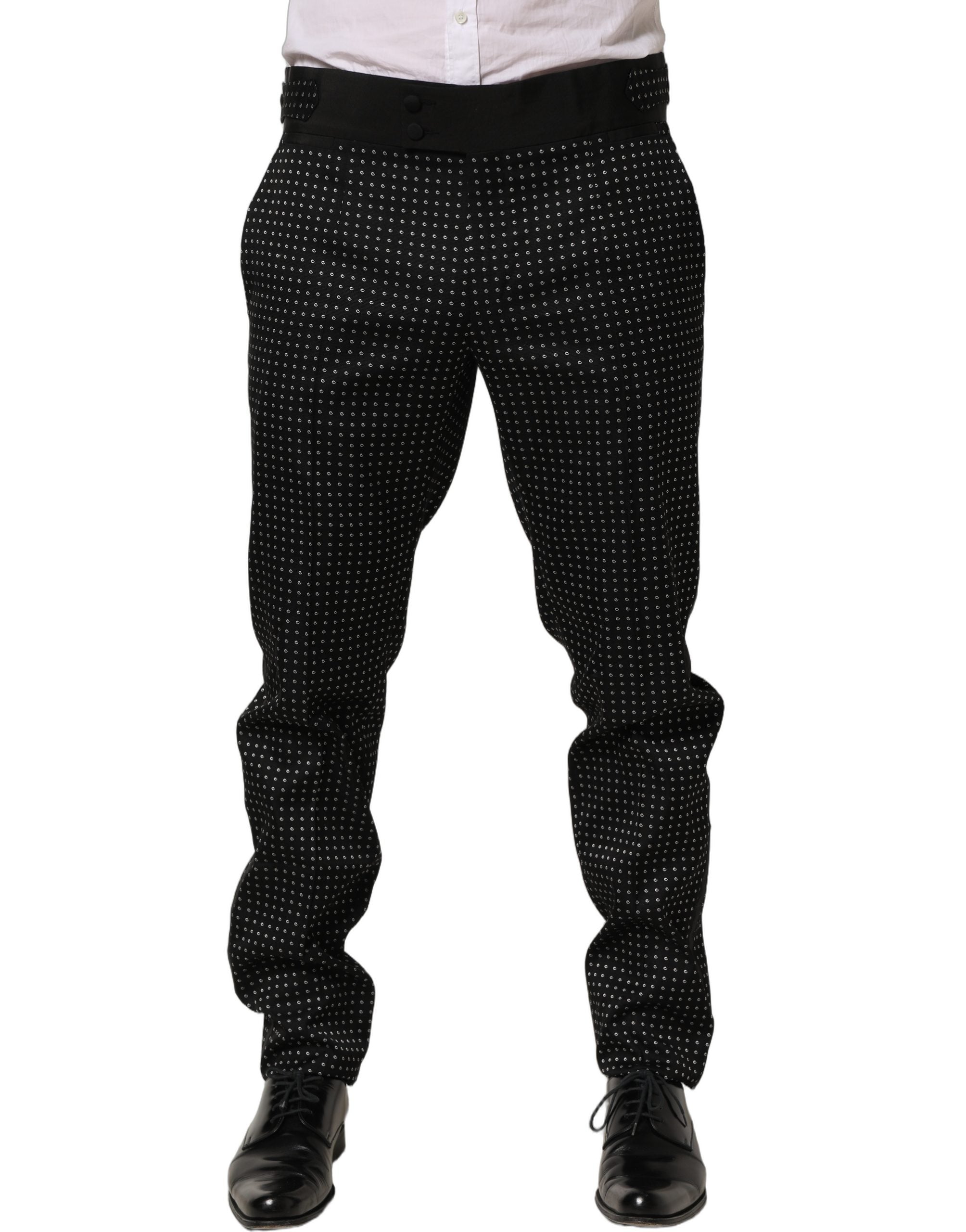 Dolce & Gabbana Schwarze Baumwollhose mit Tupfenmuster