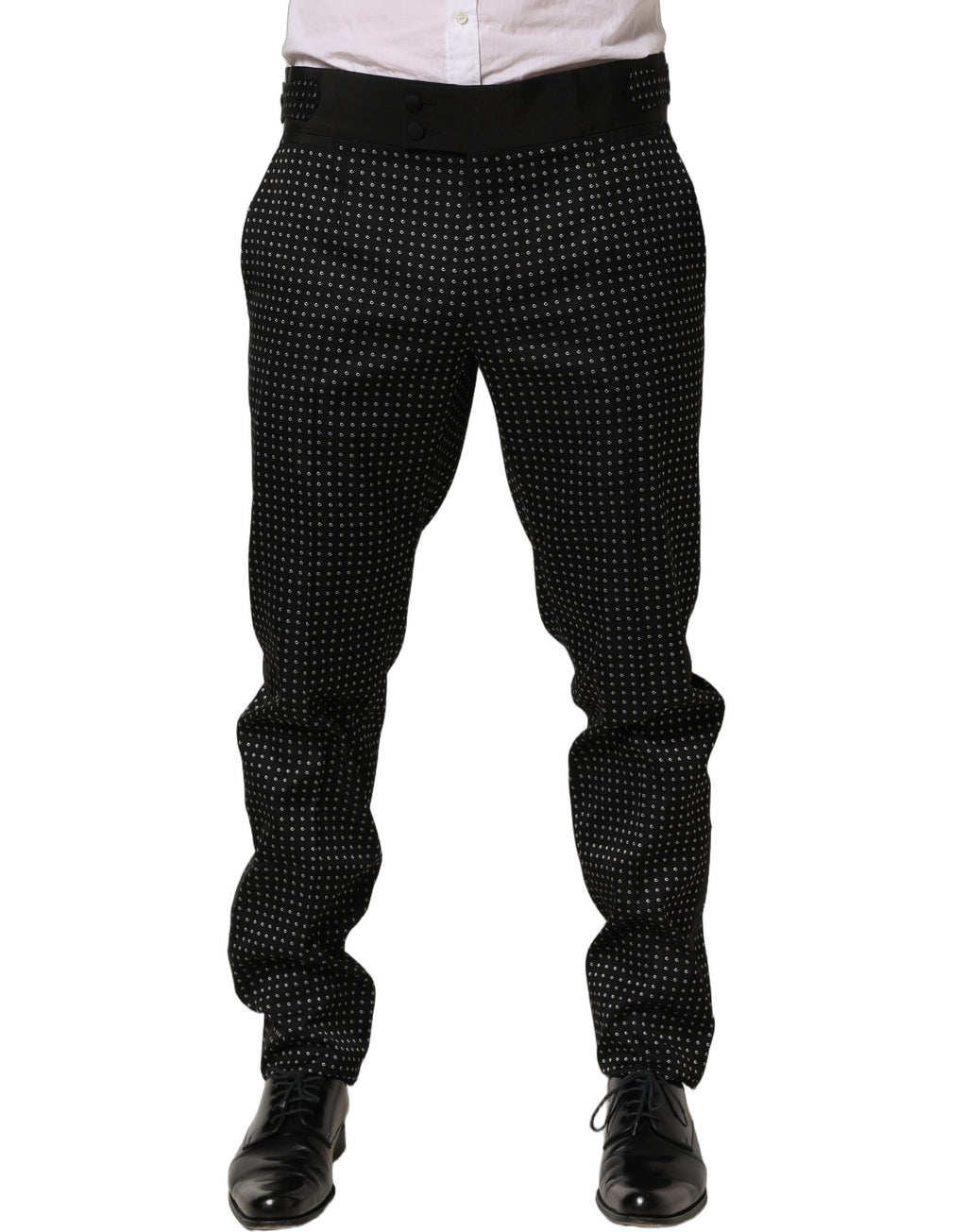 Dolce & Gabbana Schwarze Baumwollhose mit Tupfenmuster