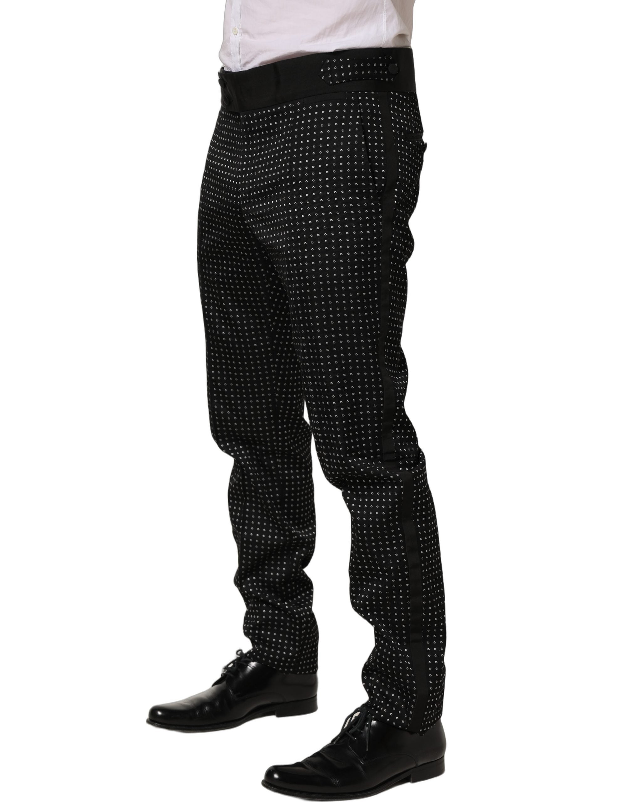 Dolce & Gabbana Schwarze Baumwollhose mit Tupfenmuster
