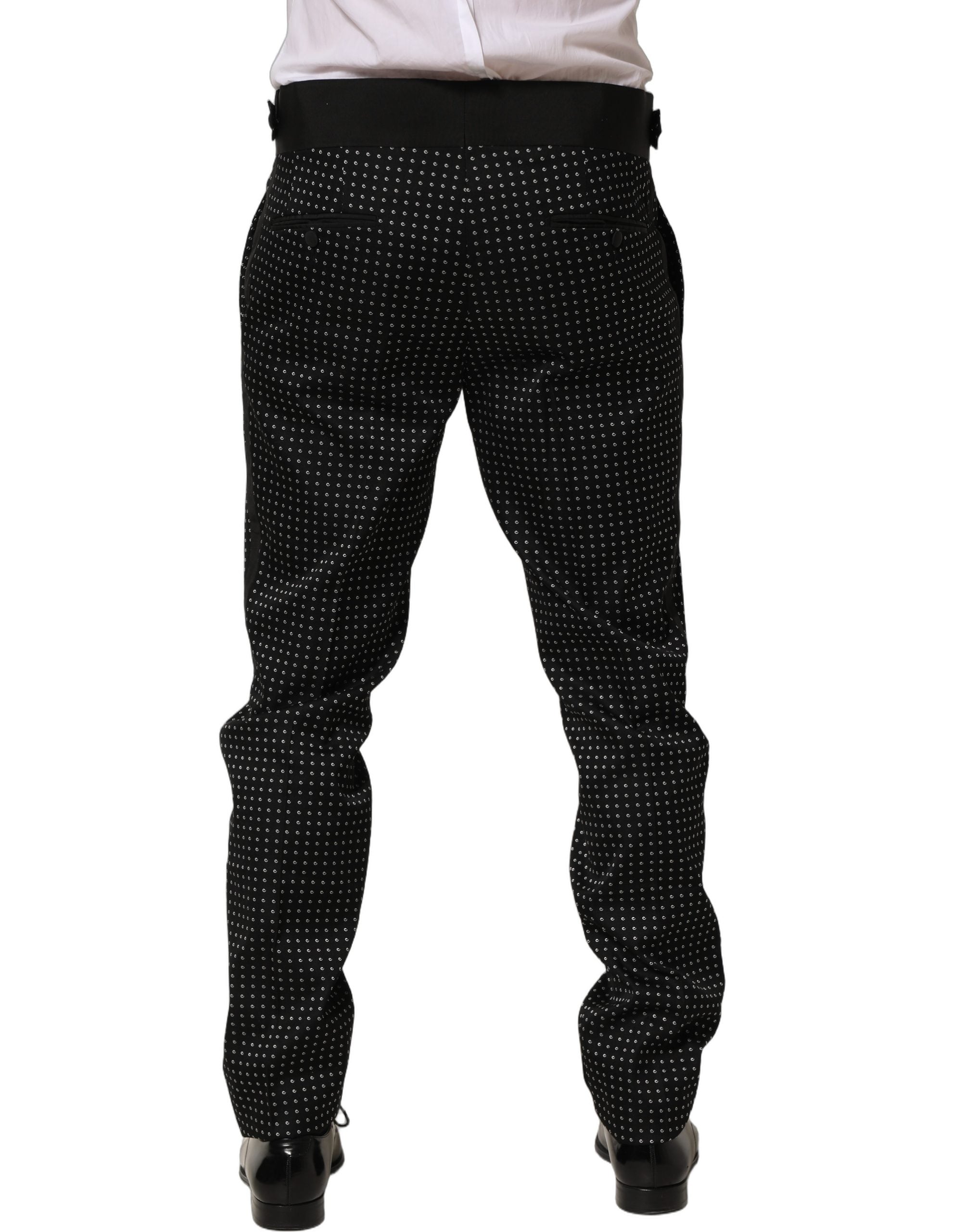 Dolce & Gabbana Schwarze Baumwollhose mit Tupfenmuster