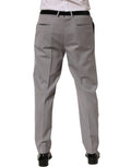 Dolce & Gabbana Graue Herren-Anzughose aus Wolle, schmal zulaufend