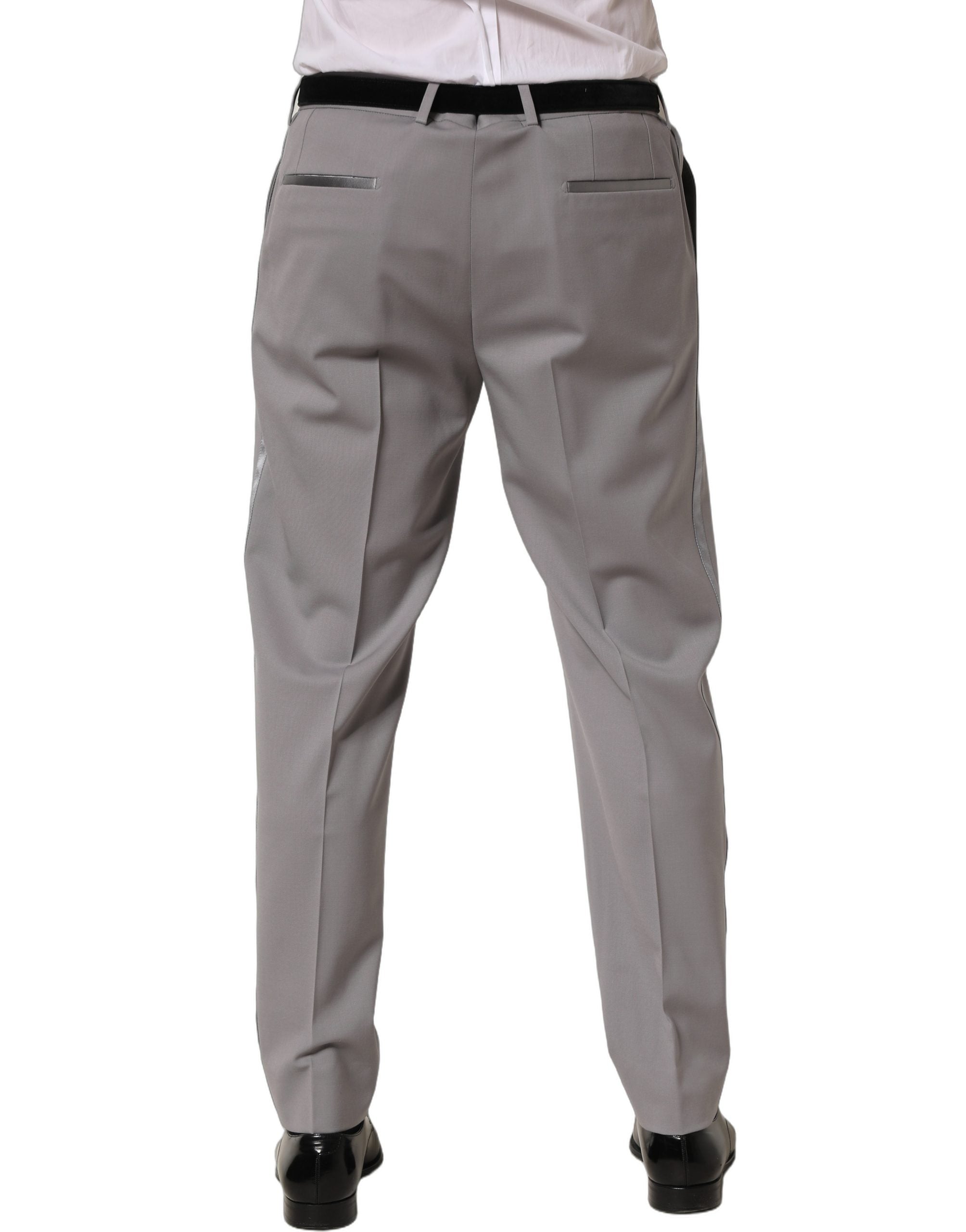 Dolce & Gabbana Graue Herren-Anzughose aus Wolle, schmal zulaufend