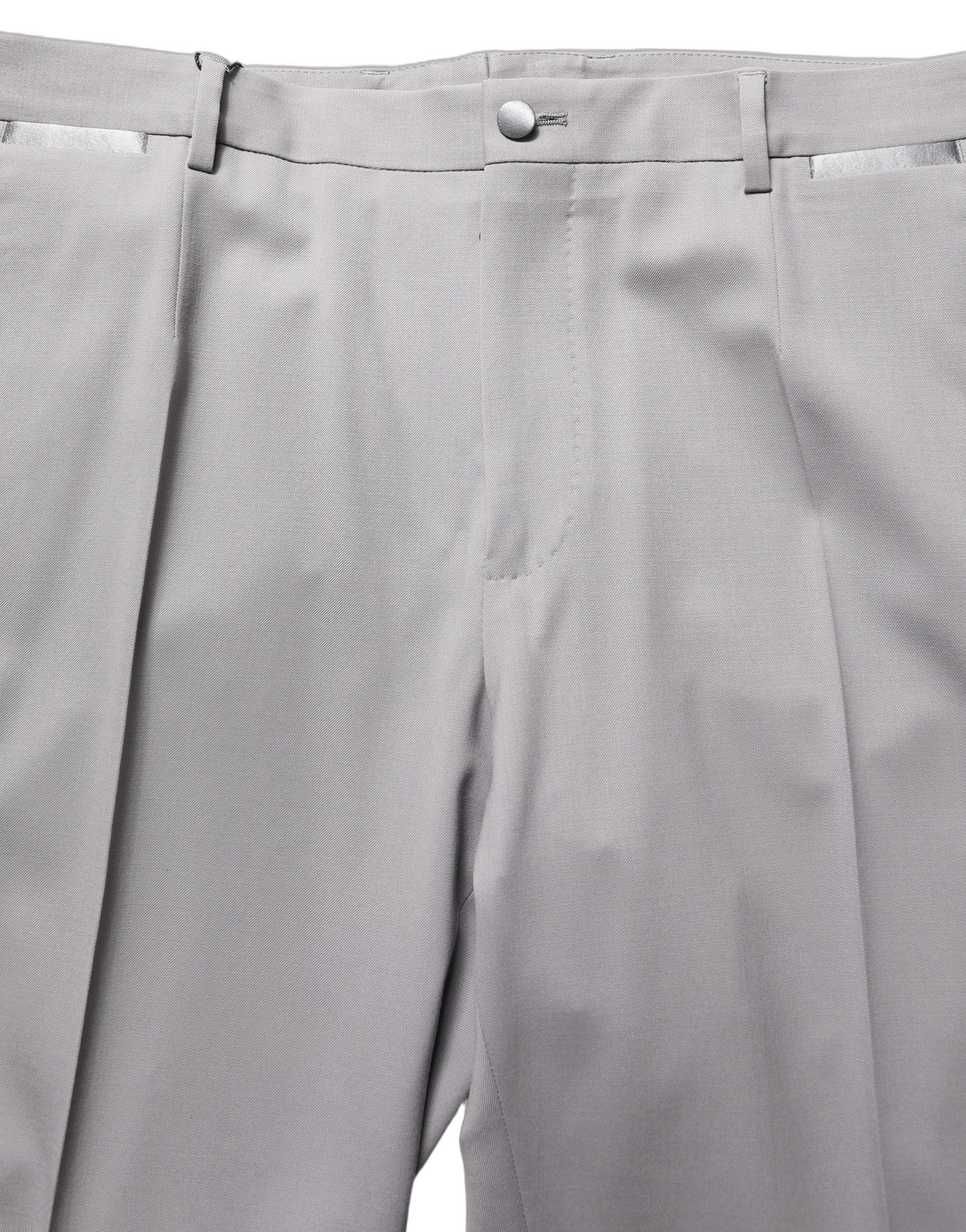 Dolce & Gabbana Graue Herren-Anzughose aus Wolle, schmal zulaufend