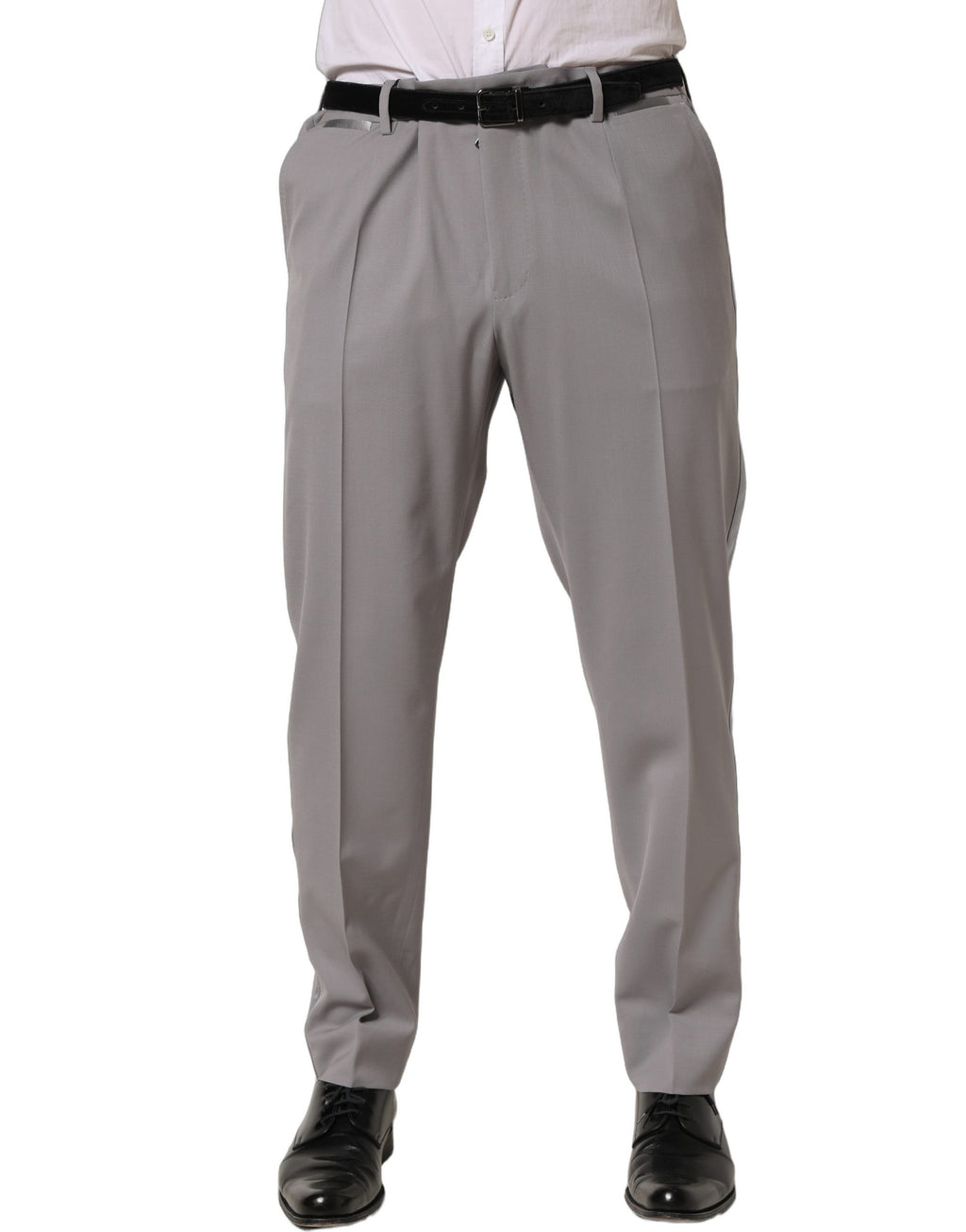 Dolce & Gabbana Graue Herren-Anzughose aus Wolle, schmal zulaufend