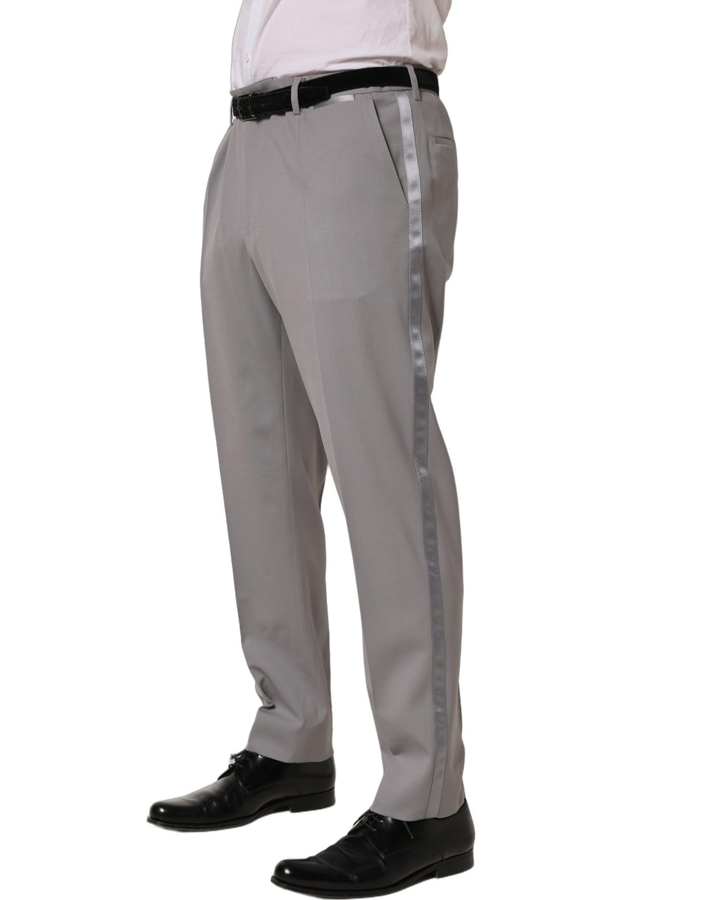 Dolce & Gabbana Graue Herren-Anzughose aus Wolle, schmal zulaufend