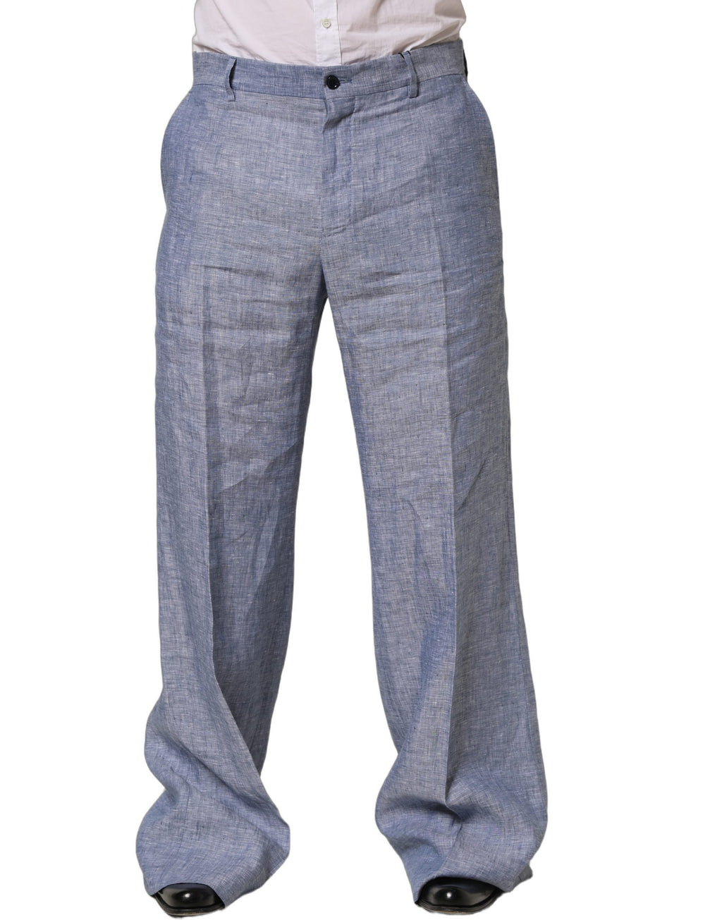 Dolce & Gabbana Hellblaue Leinenhose mit geradem Bein