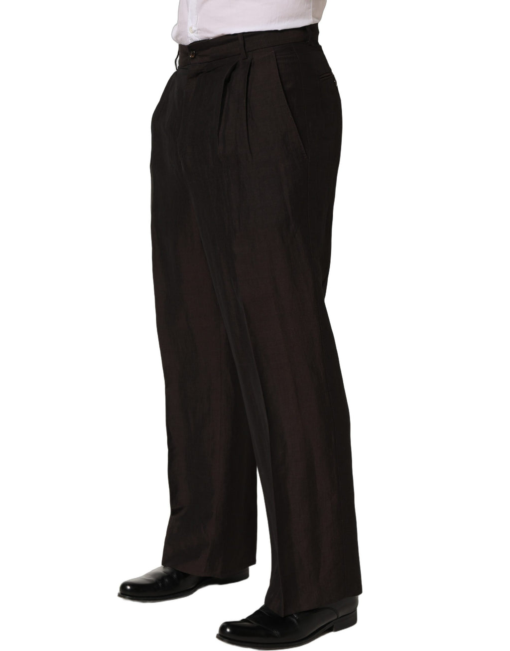 Dolce & Gabbana Braune Leinen Hose für Herren im geraden Schnitt