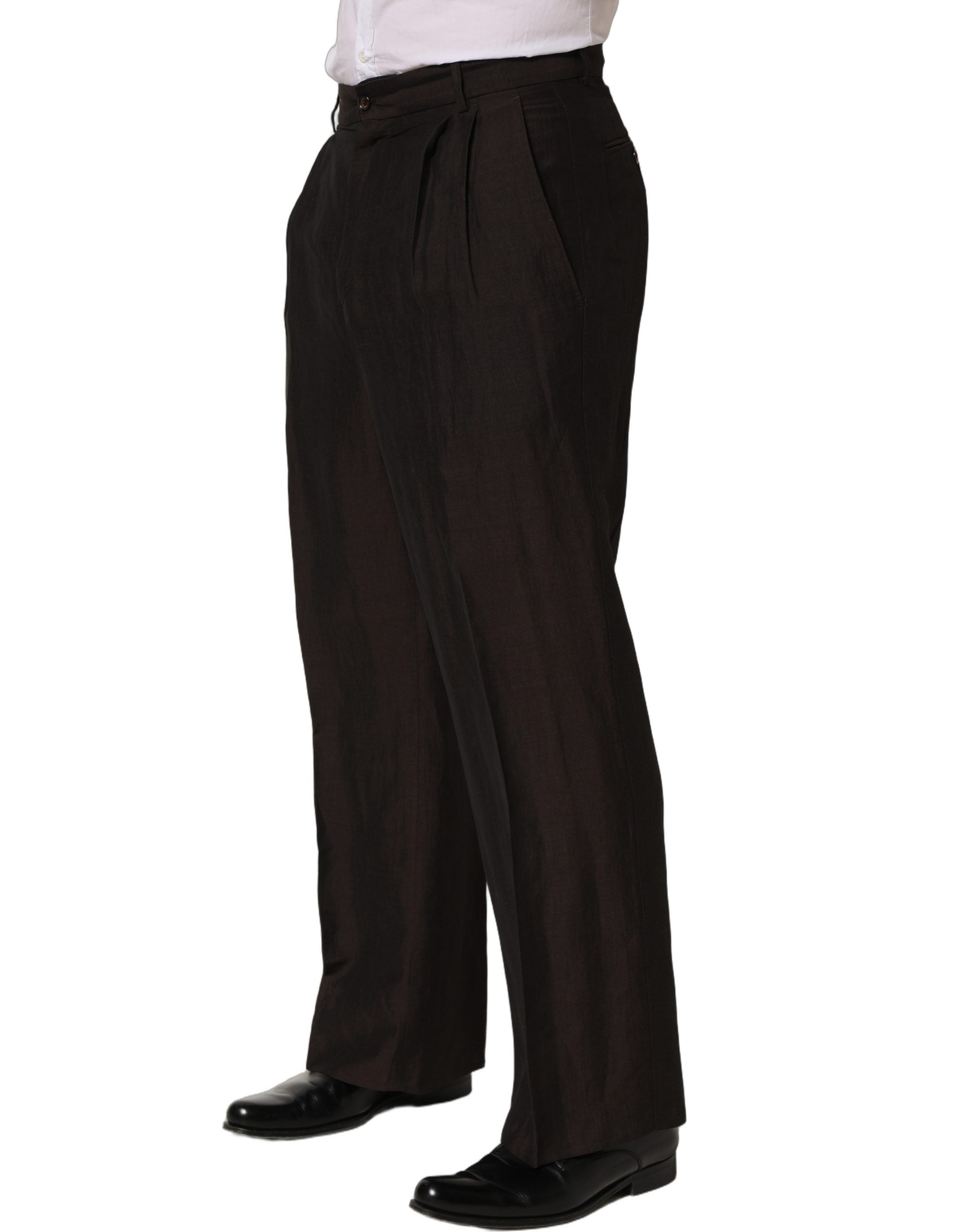Dolce & Gabbana Braune Leinen Hose für Herren im geraden Schnitt