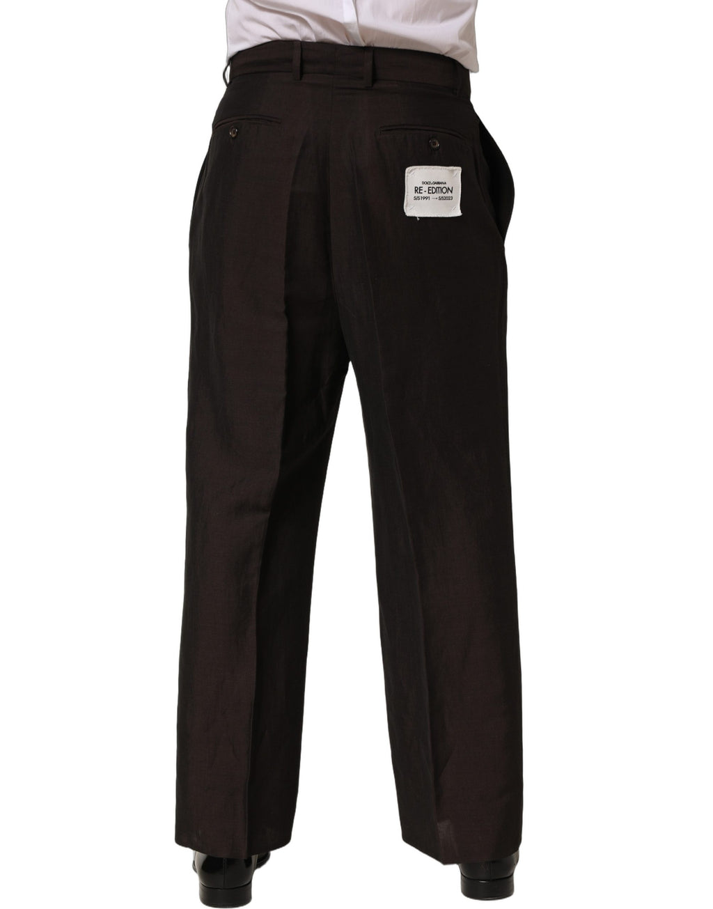 Dolce & Gabbana Braune Leinen Hose für Herren im geraden Schnitt