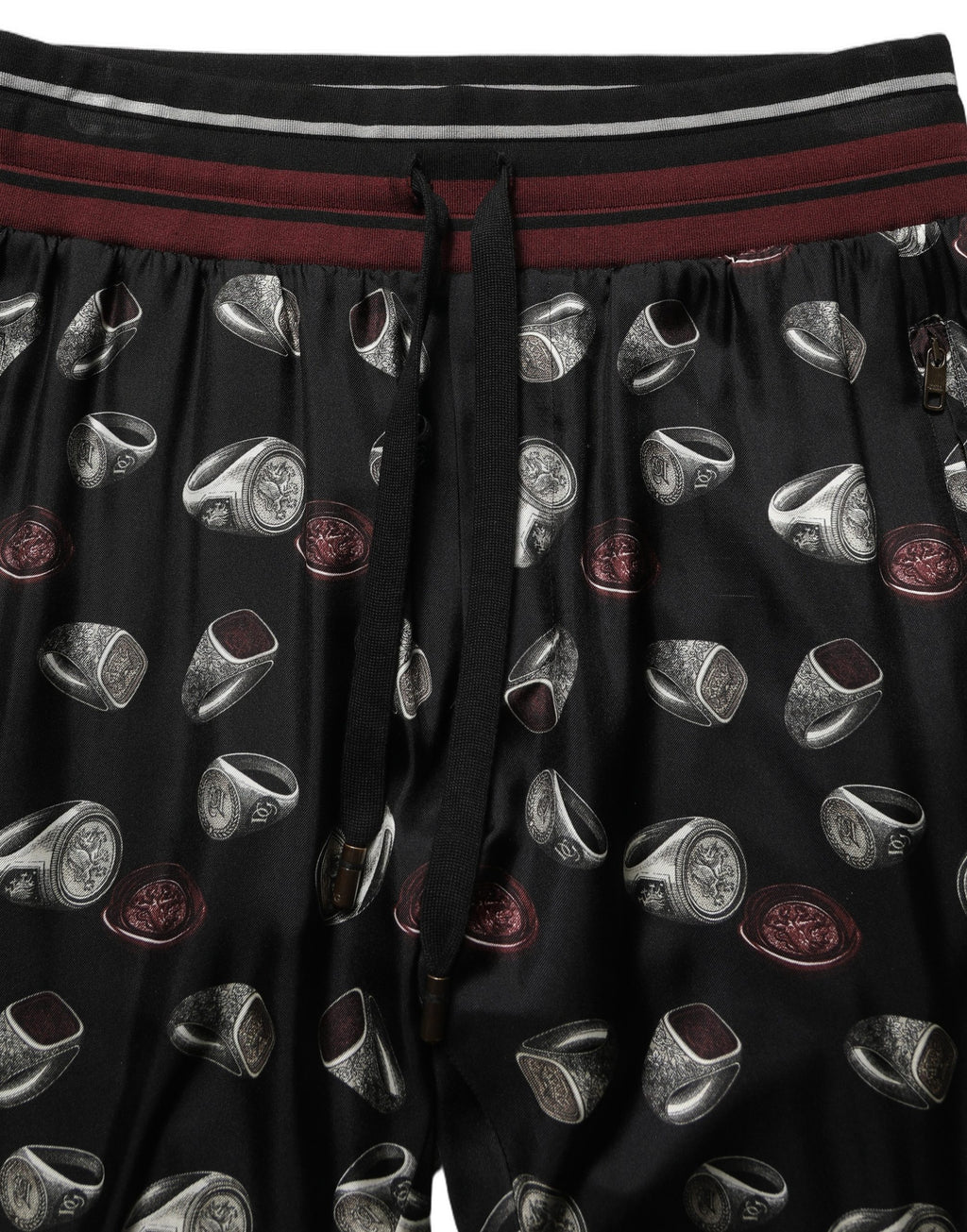 Dolce & Gabbana Jogginghose aus Seide mit Ring-Print in Schwarz