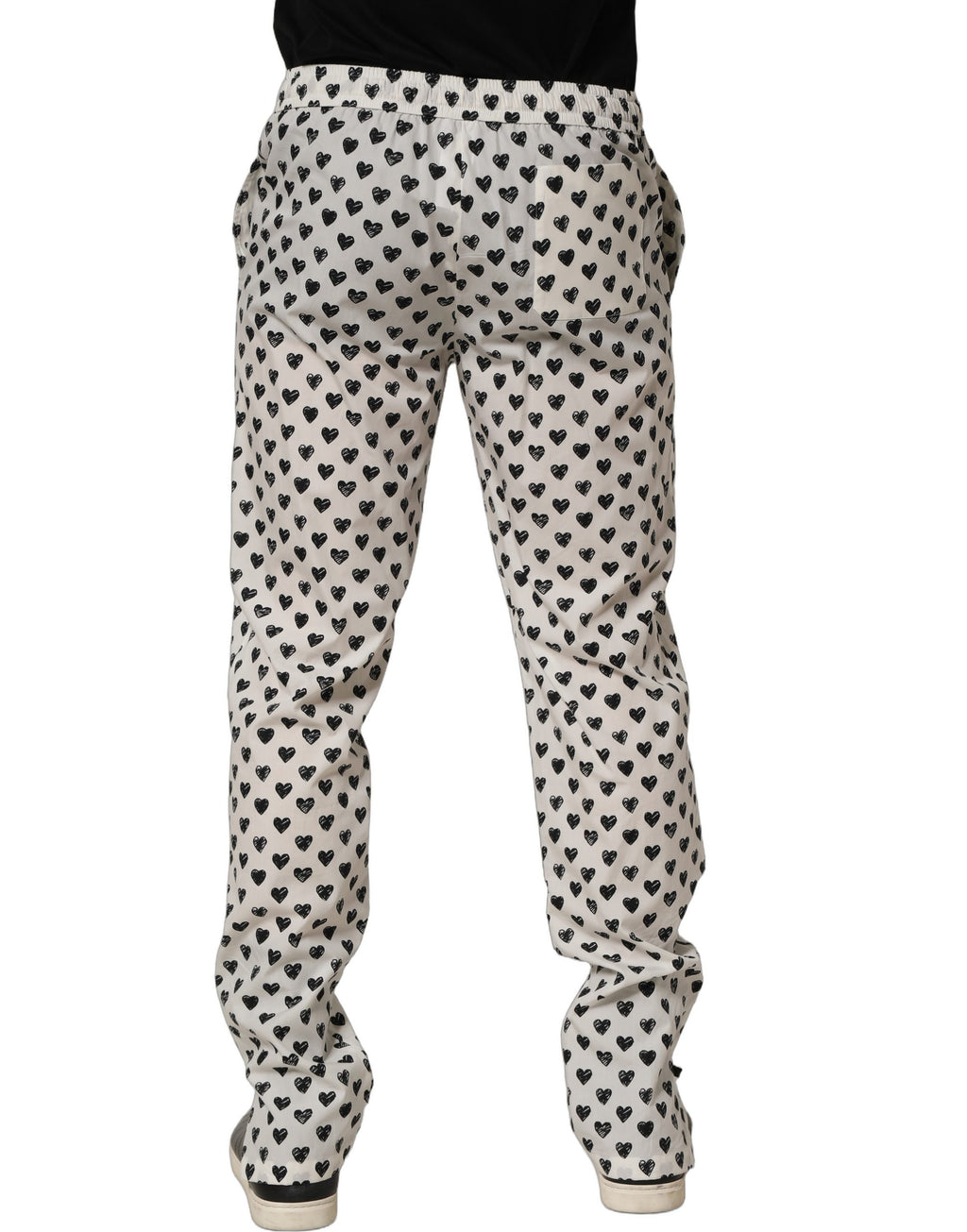 Dolce & Gabbana Weiße Herrenhose mit grafischem Herz-Print