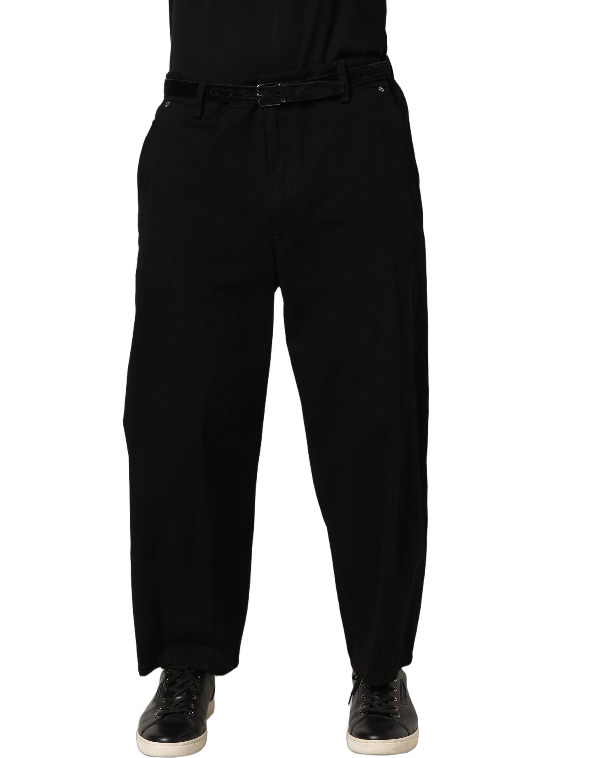 Dolce & Gabbana Schwarze Herren Hose mit geradem Bein und mittlerer Leibhöhe