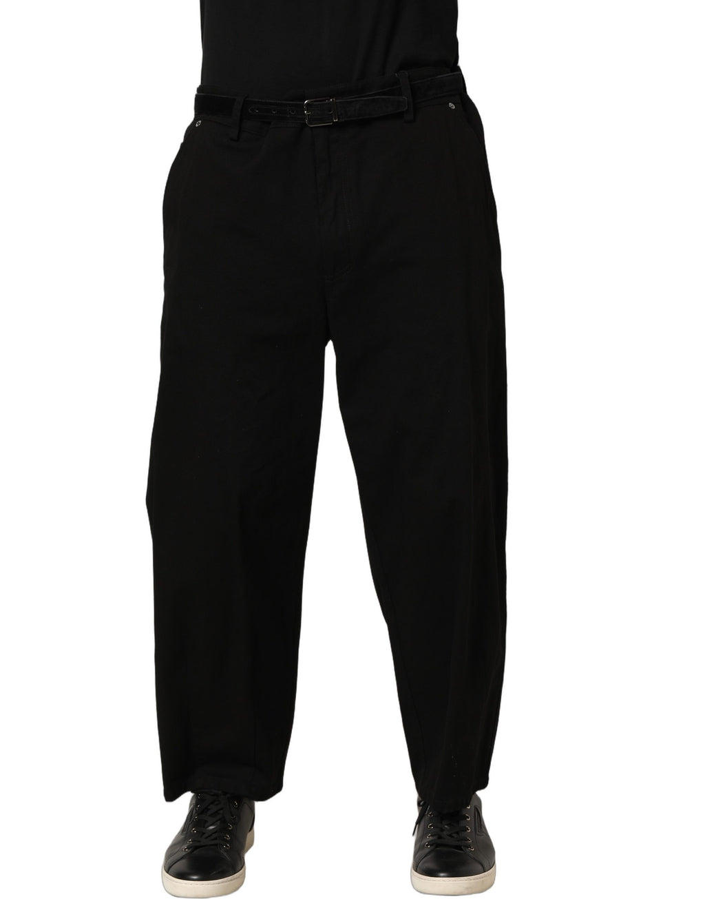 Dolce & Gabbana Schwarze Herren Hose mit geradem Bein und mittlerer Leibhöhe