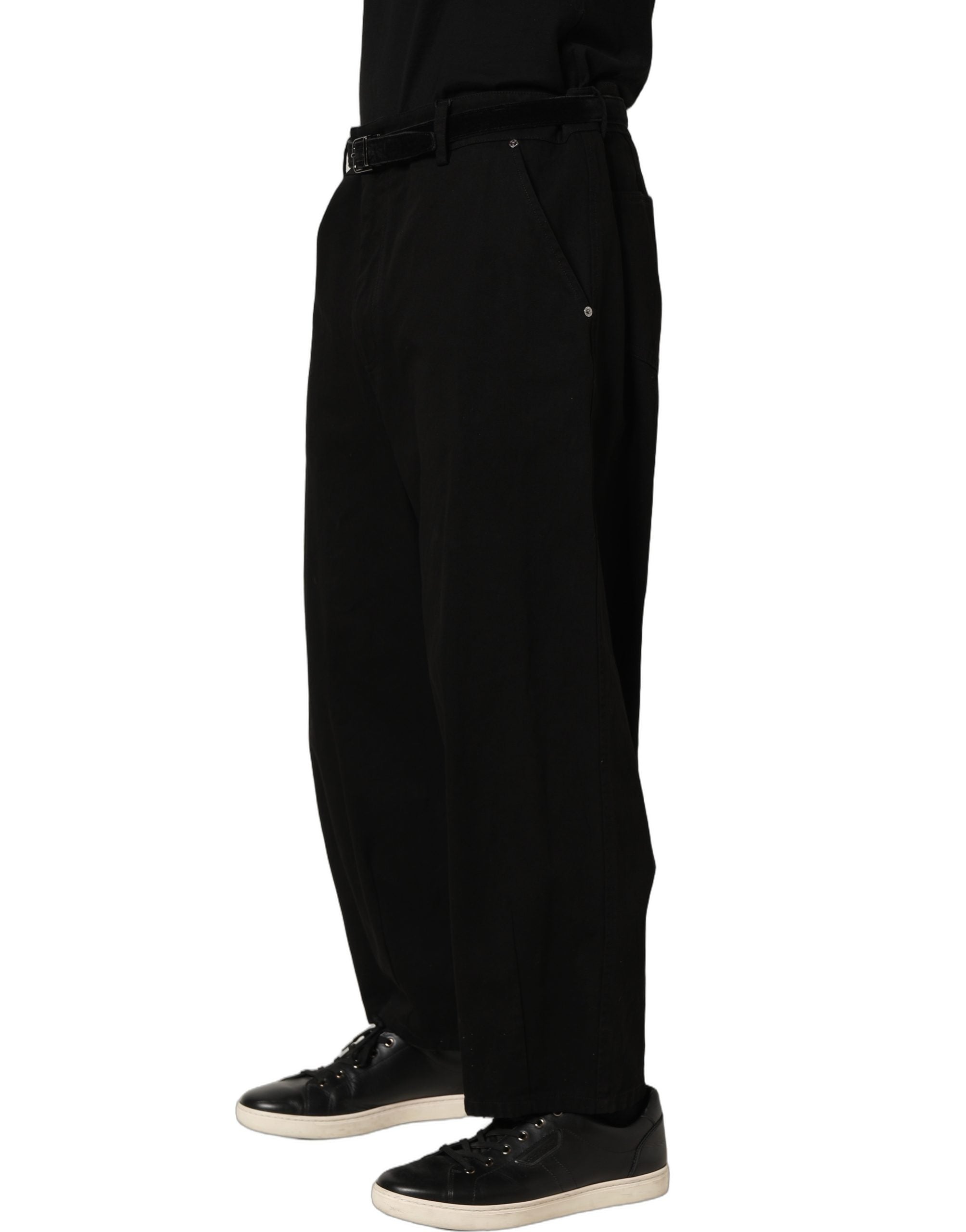 Dolce & Gabbana Schwarze Herren Hose mit geradem Bein und mittlerer Leibhöhe