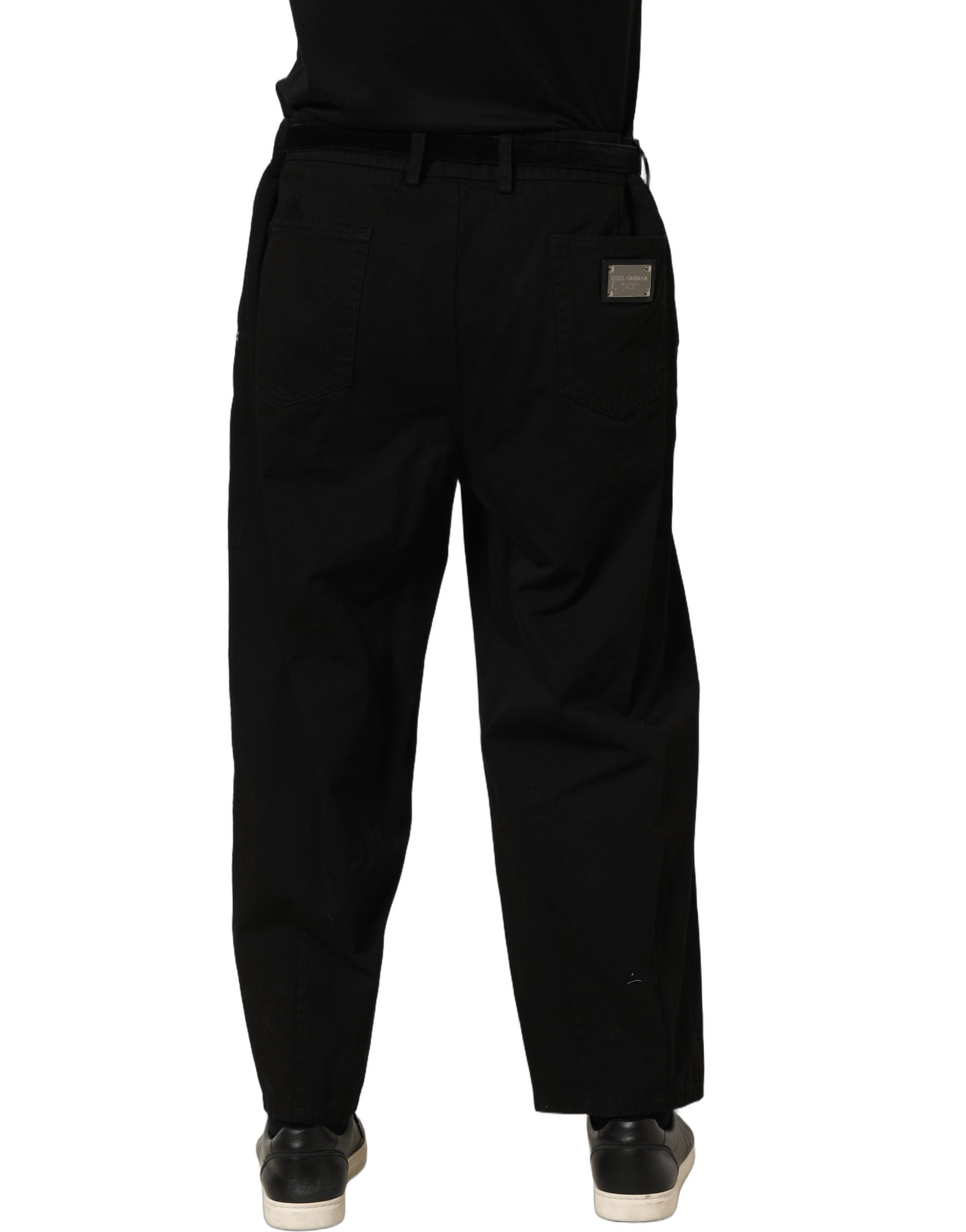 Dolce & Gabbana Schwarze Herren Hose mit geradem Bein und mittlerer Leibhöhe