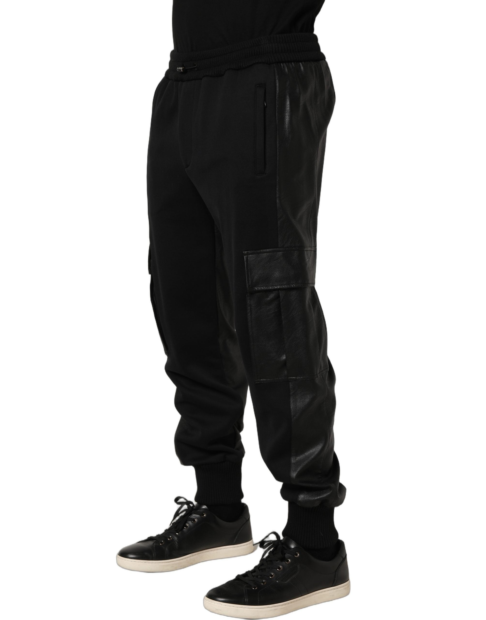 Dolce & Gabbana Schwarze Cargo Jogger Sweatpants mit mittlerer Taille