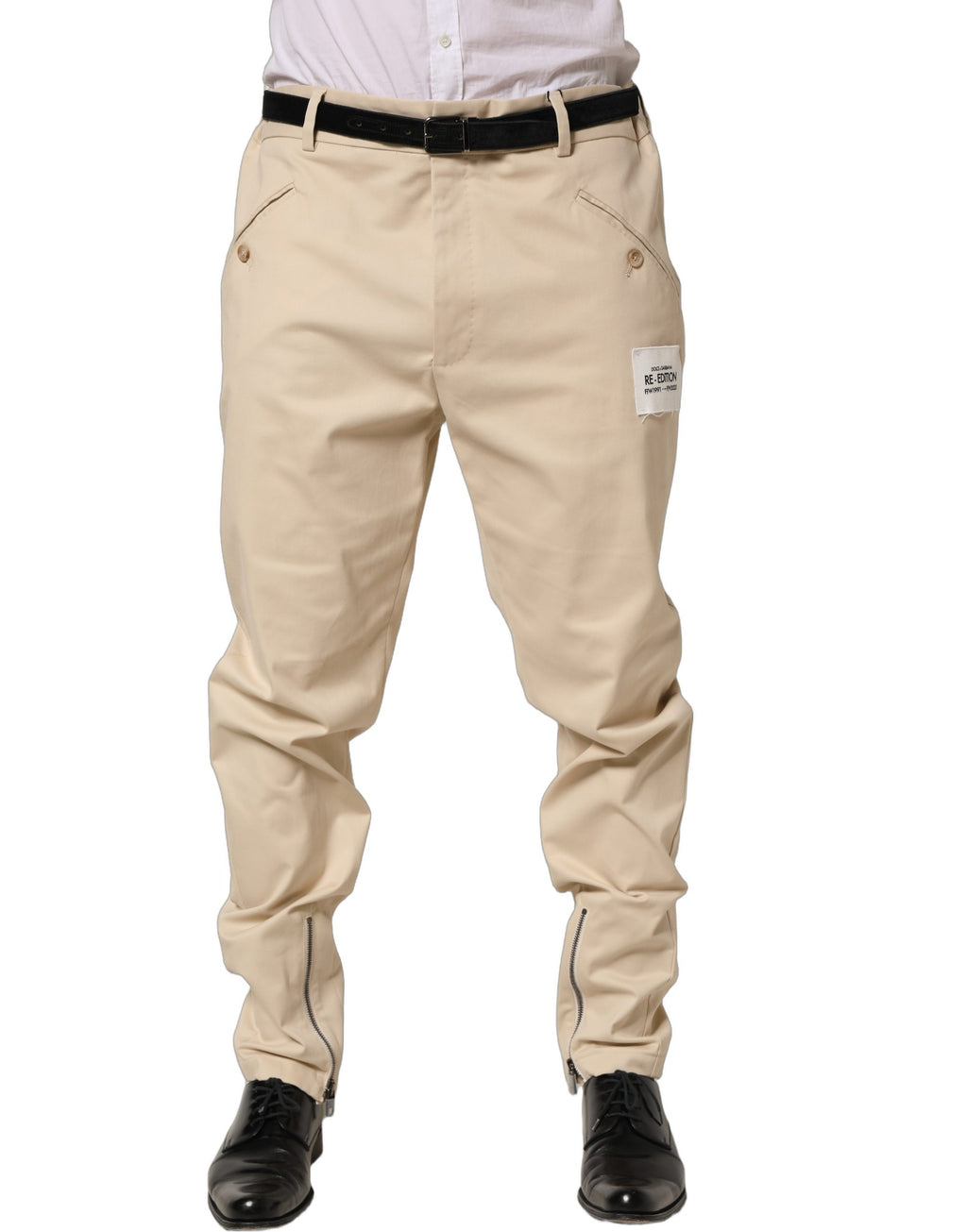 Dolce & Gabbana Beige Re-Editon Mid Waist Tapered Herren Hose