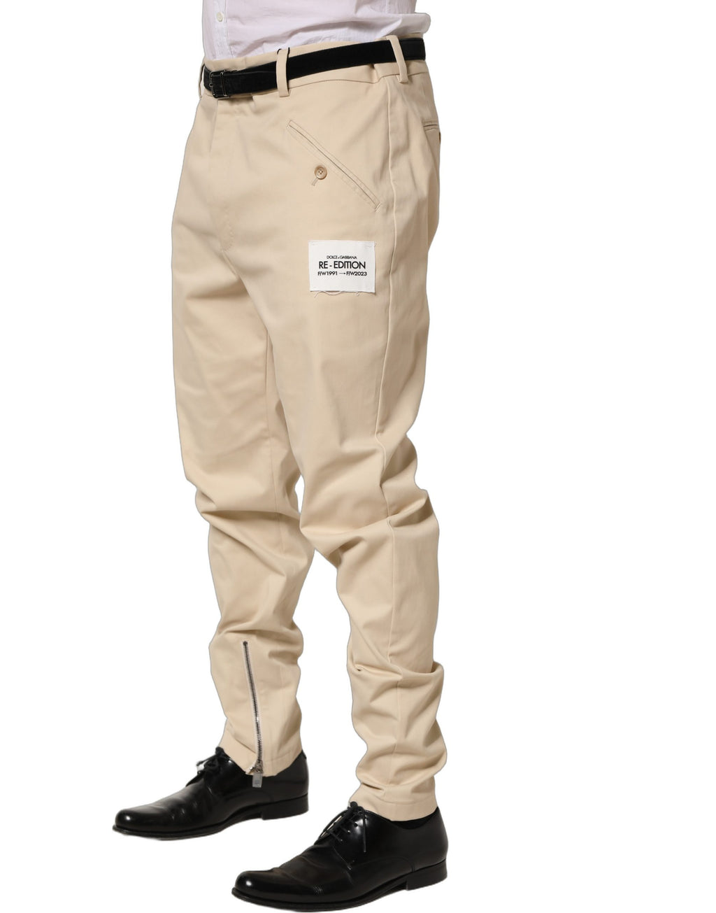 Dolce & Gabbana Beige Re-Editon Mid Waist Tapered Herren Hose