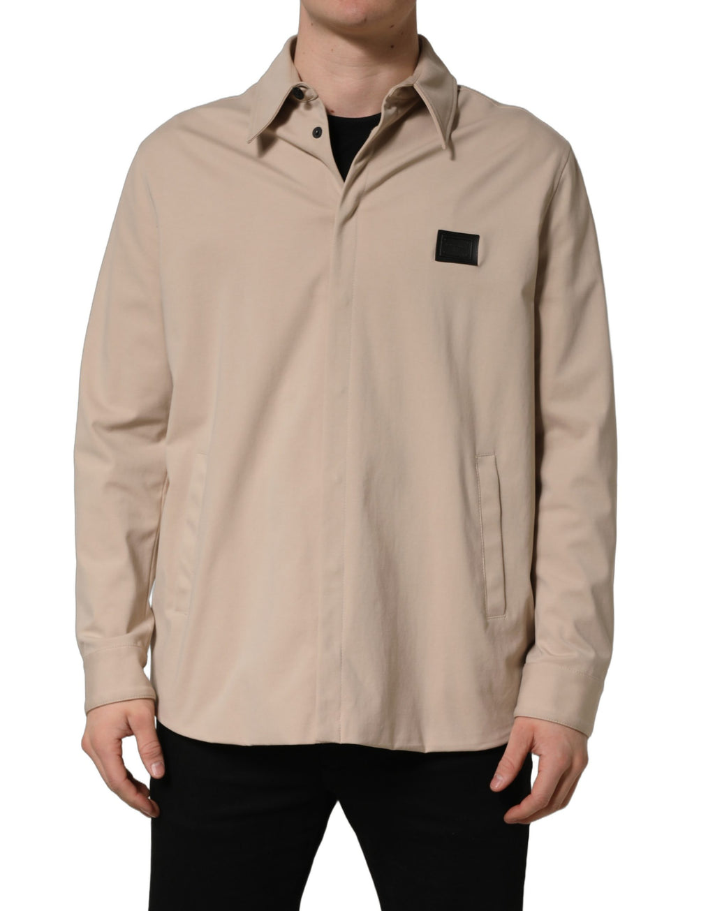 Dolce & Gabbana Beige Logo Overshirt aus Baumwolle für Herren
