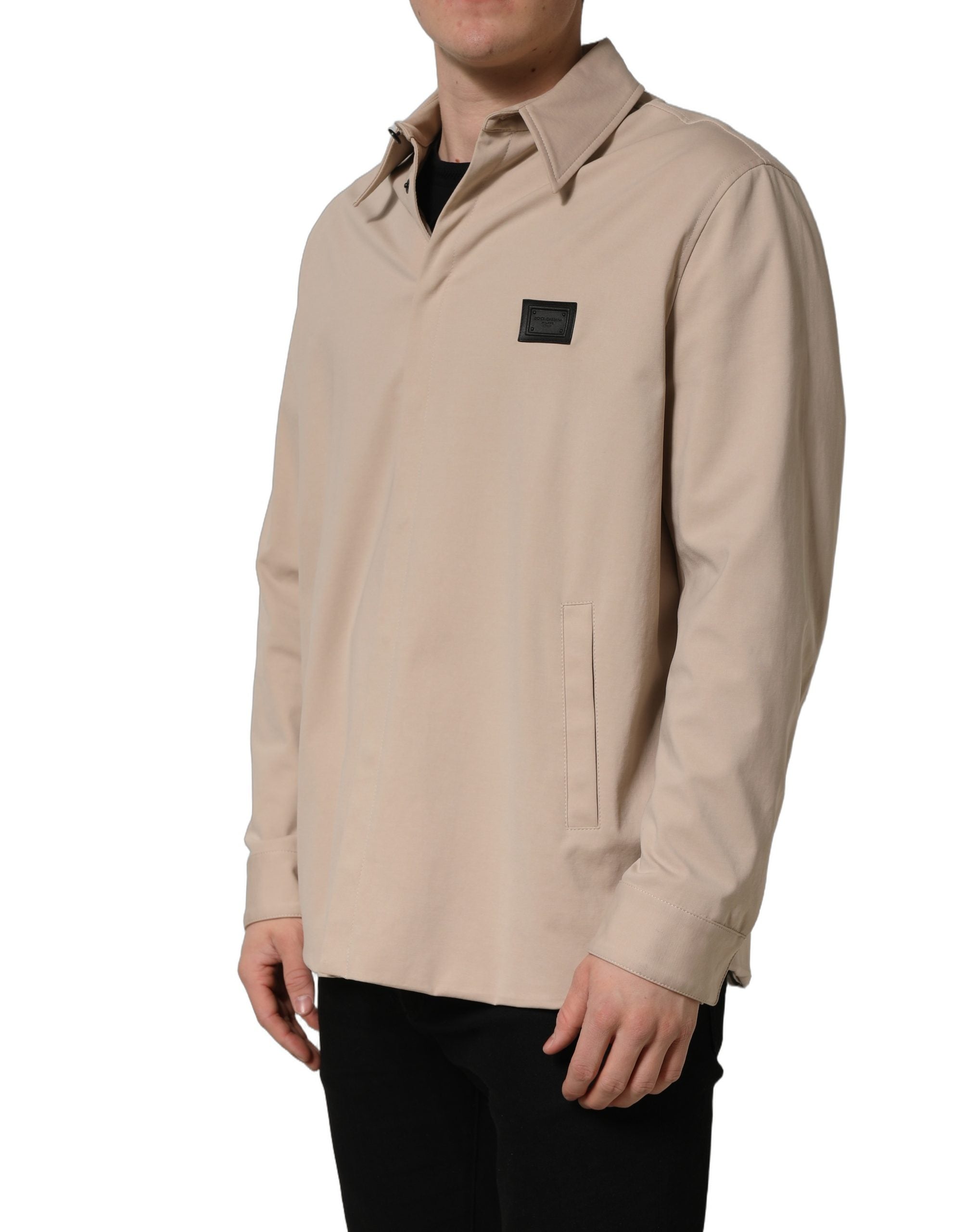 Dolce & Gabbana Beige Logo Overshirt aus Baumwolle für Herren