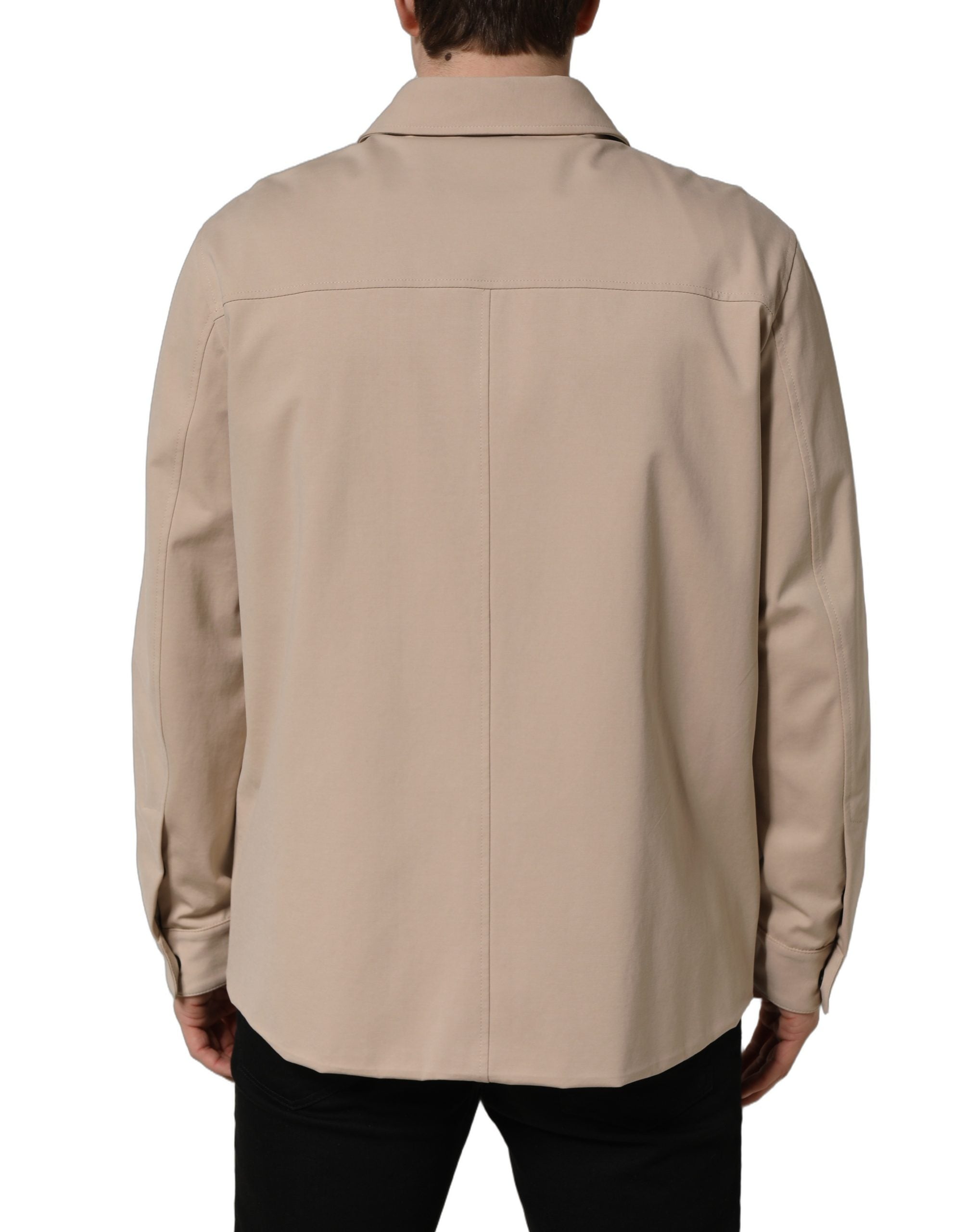 Dolce & Gabbana Beige Logo Overshirt aus Baumwolle für Herren