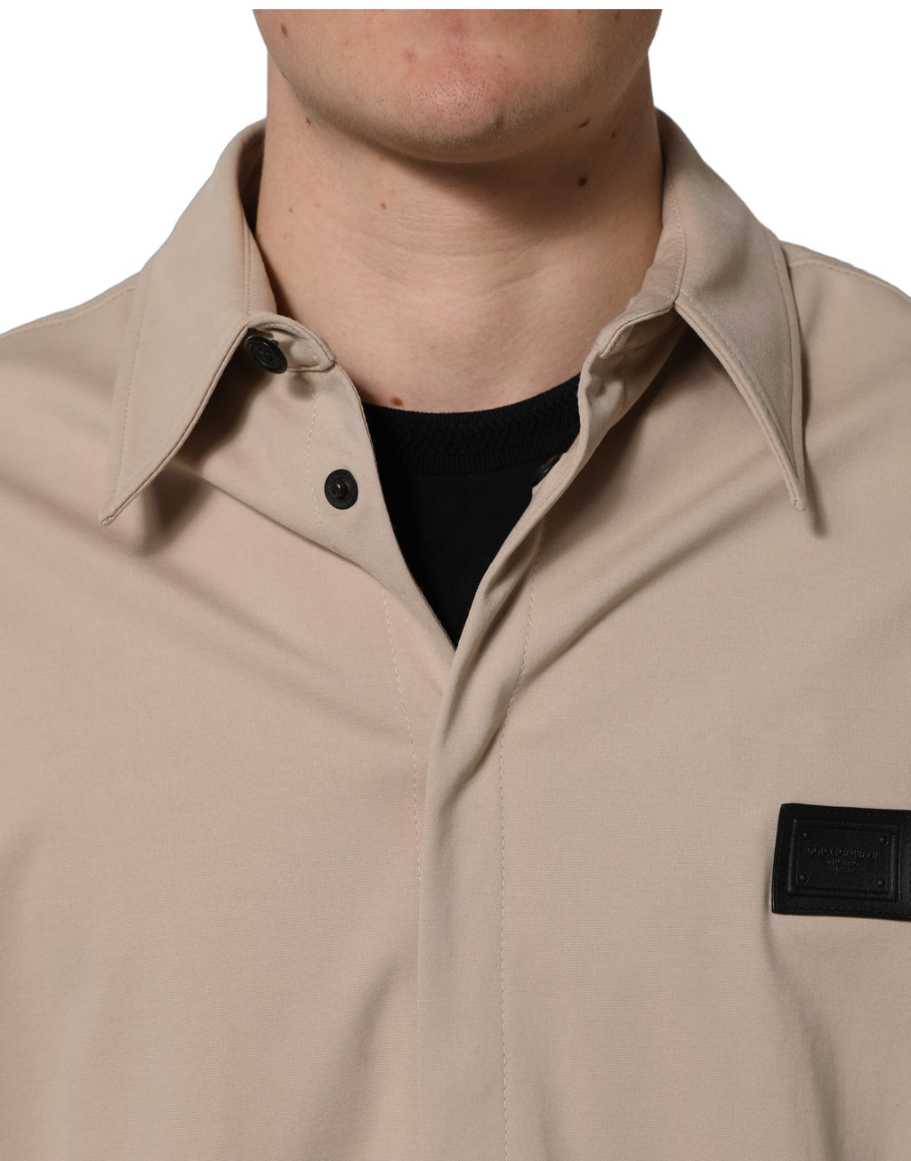 Dolce & Gabbana Beige Logo Overshirt aus Baumwolle für Herren