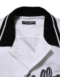 Dolce & Gabbana Weiße Baumwoll-Baseball-Freizeithemden mit Logo-Patch