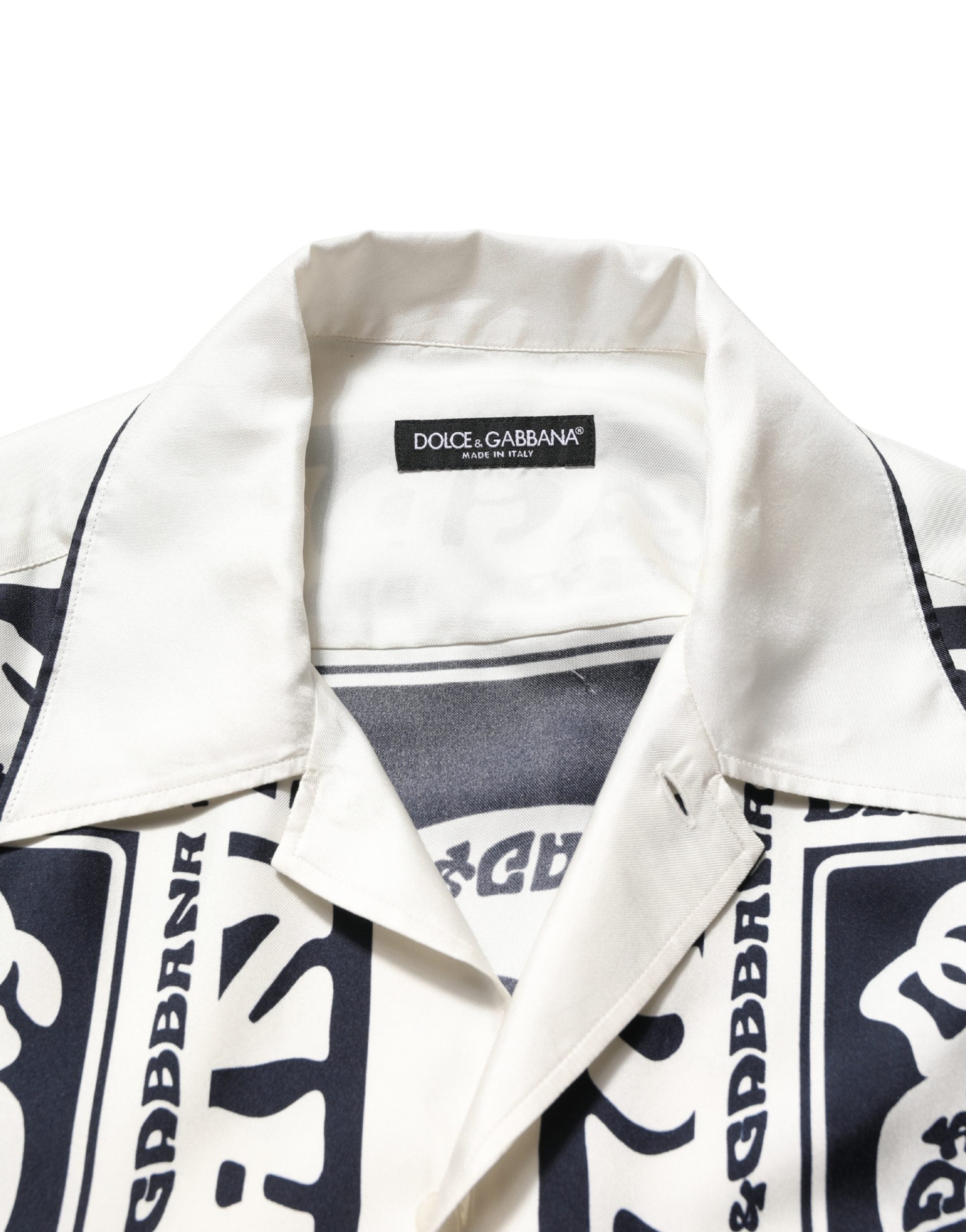 Dolce & Gabbana Kurzarmhemd mit schwarzem und weißem Logo-Bandana-Print
