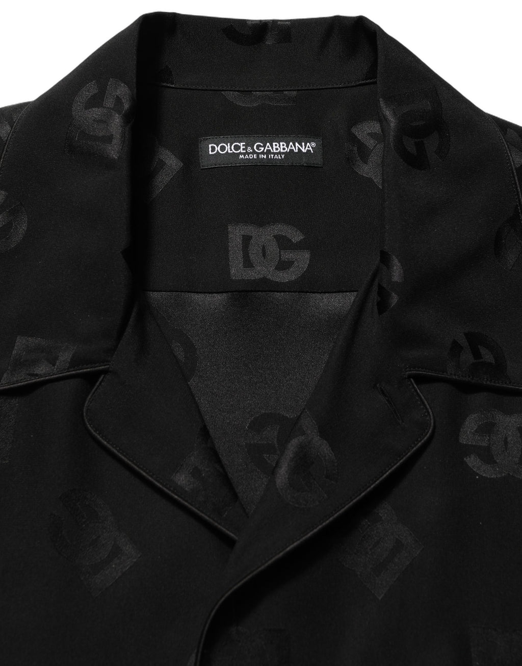 Dolce & Gabbana Herrenhemd mit kurzen Ärmeln und schwarzem Logo-Monogramm