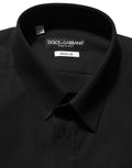 Dolce & Gabbana Schwarzes Baumwoll Stretch GOLD Fit Hemd