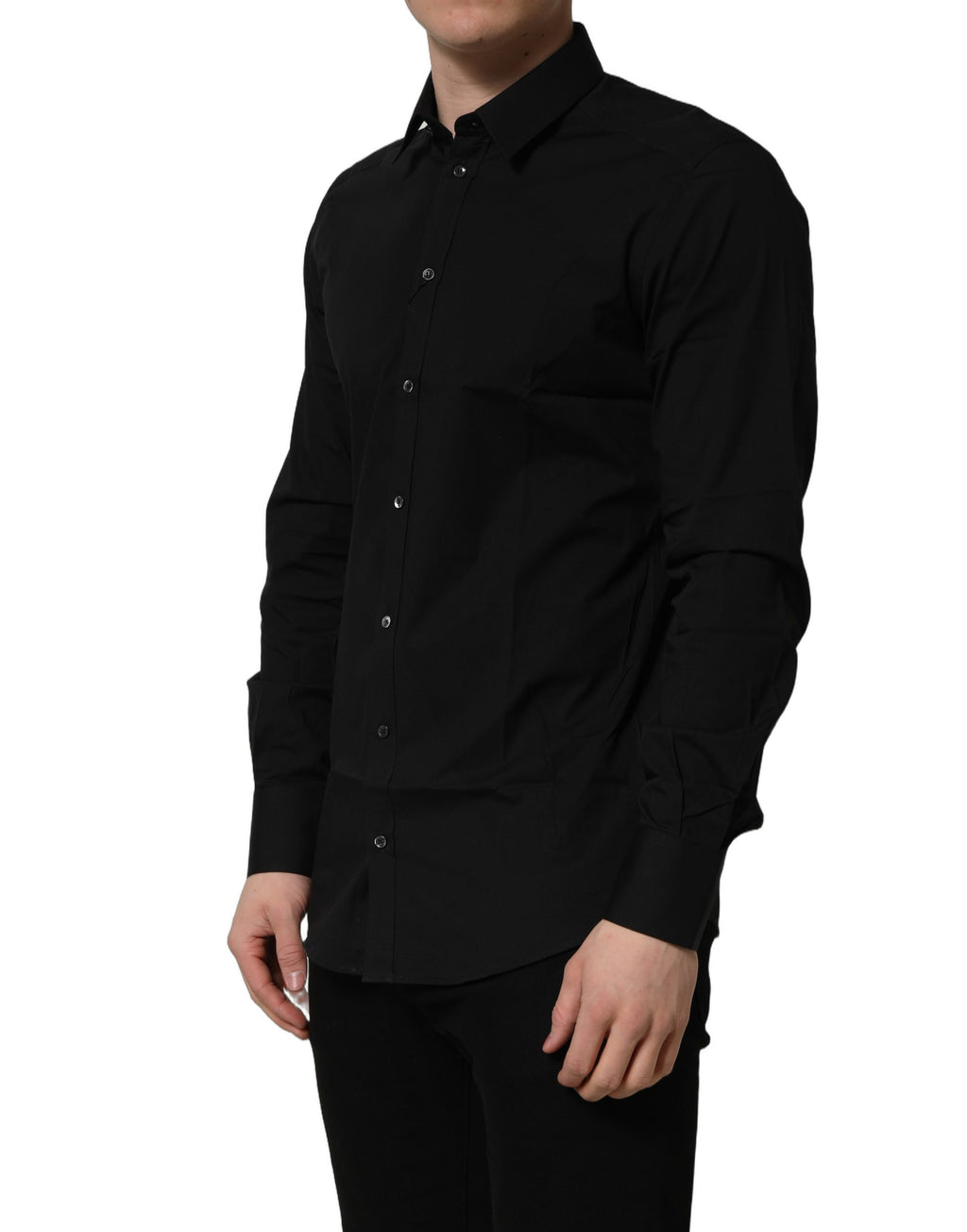 Dolce & Gabbana Schwarzes Baumwoll Stretch GOLD Fit Hemd