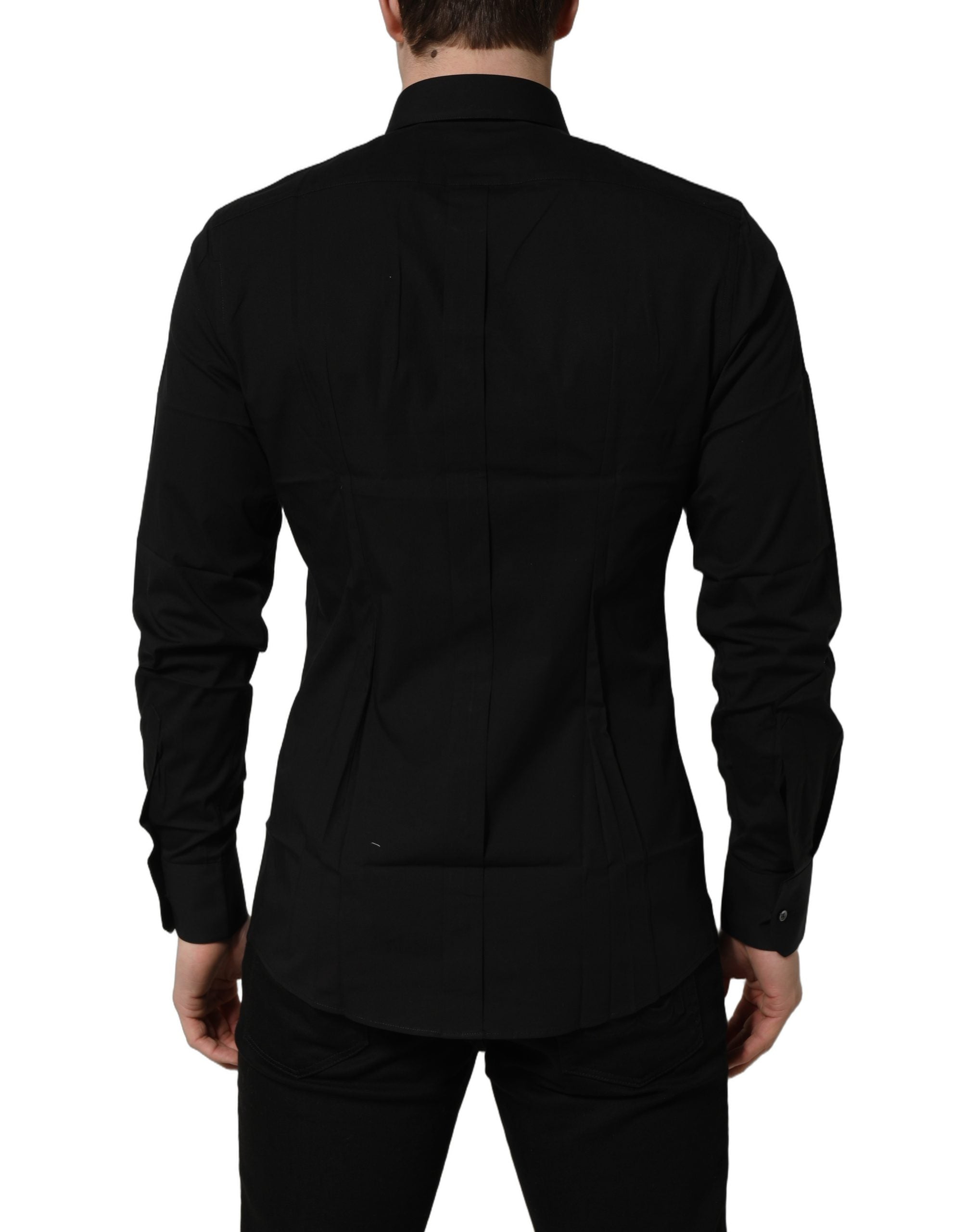 Dolce & Gabbana Schwarzes Baumwoll Stretch GOLD Fit Hemd