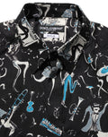 Dolce & Gabbana Schwarzes Baumwoll-Hemd "Jazz Club" GOLD Fit