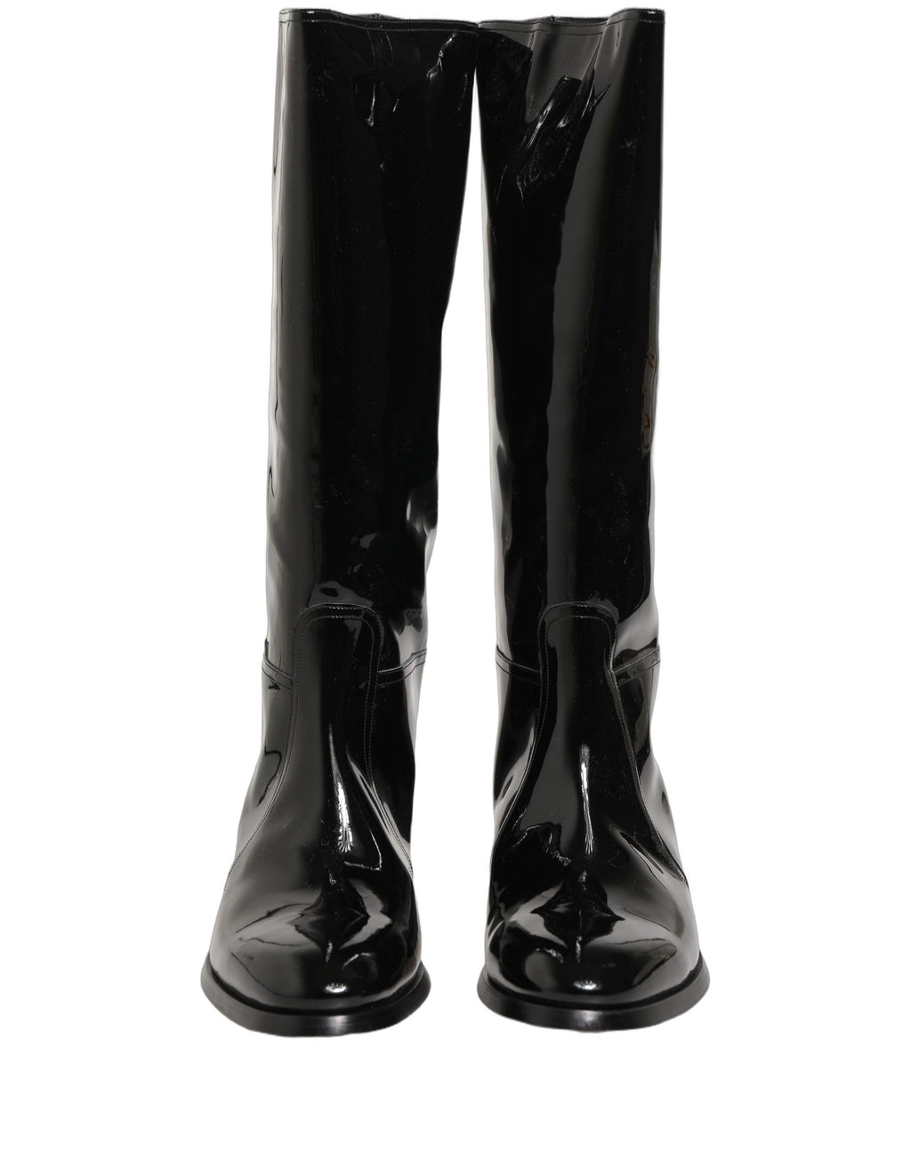 Dolce & Gabbana Schwarze Leder Stiefel mit niedrigem Blockabsatz