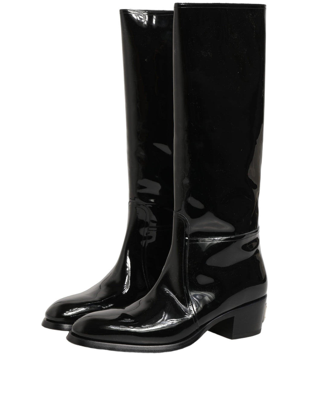 Dolce & Gabbana Schwarze Leder Stiefel mit niedrigem Blockabsatz