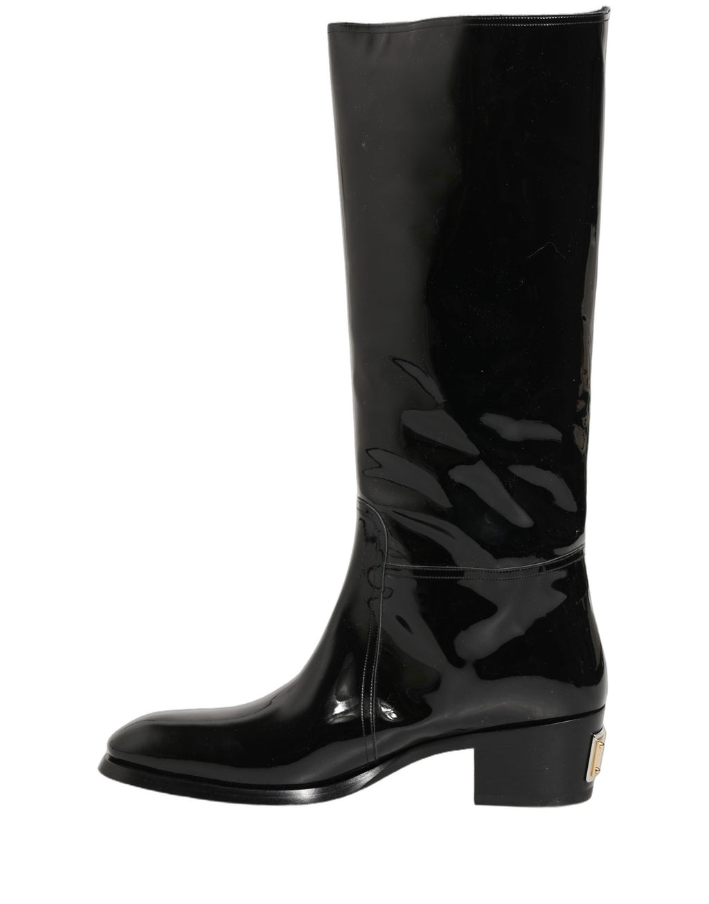Dolce & Gabbana Schwarze Leder Stiefel mit niedrigem Blockabsatz