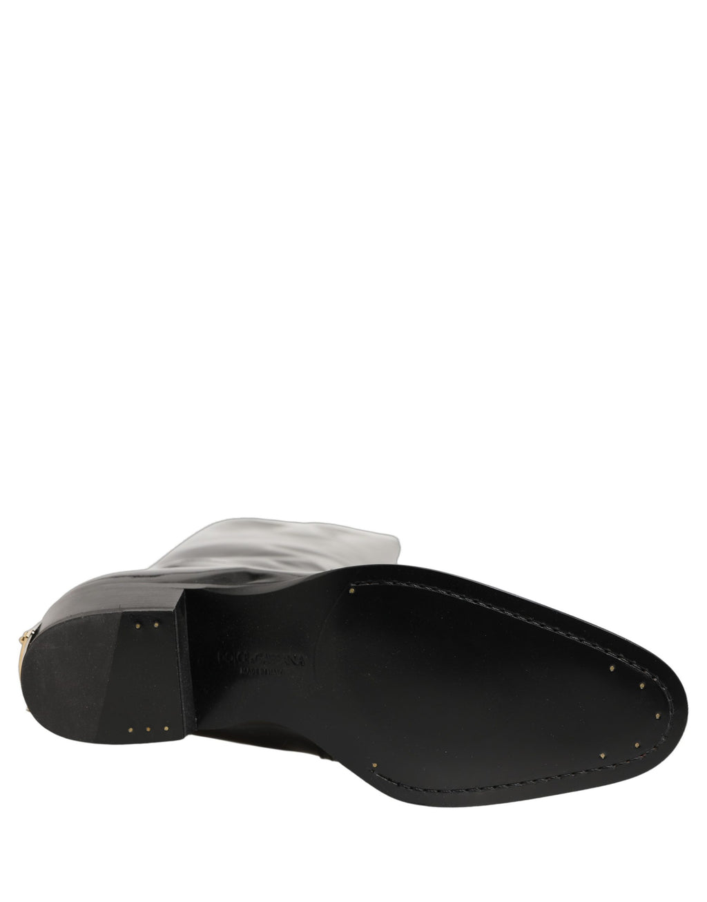 Dolce & Gabbana Schwarze Leder Stiefel mit niedrigem Blockabsatz