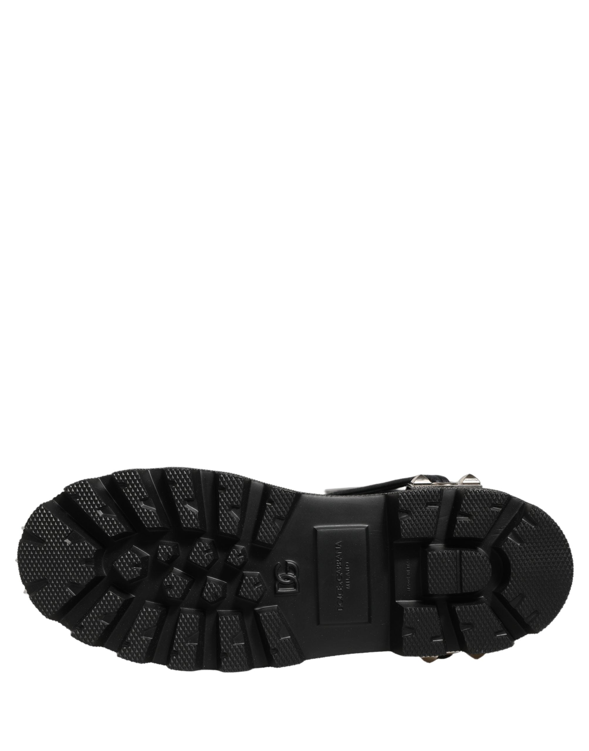 Dolce & Gabbana Schwarze Plateau-Combat-Stiefel mit Nieten