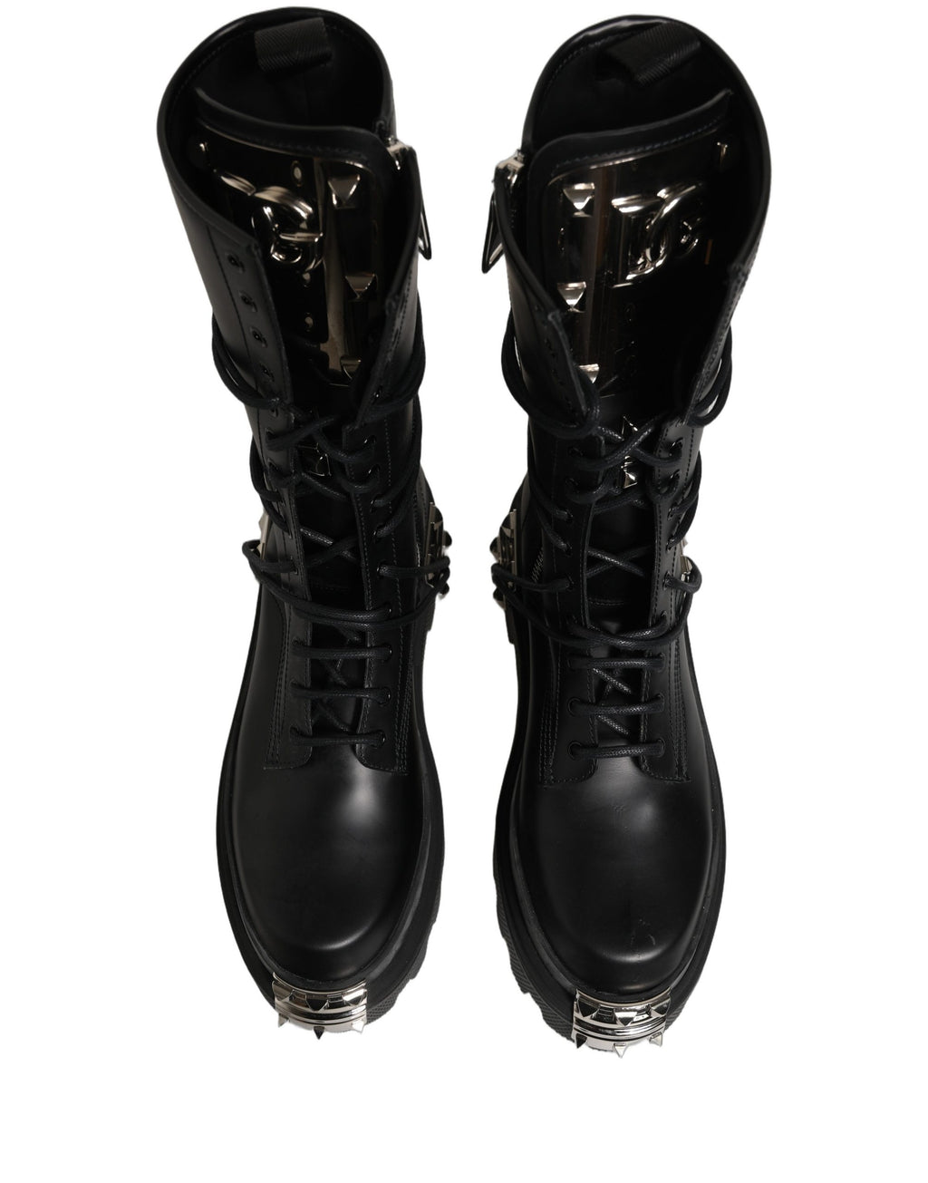 Dolce & Gabbana Schwarze Plateau-Combat-Stiefel mit Nieten