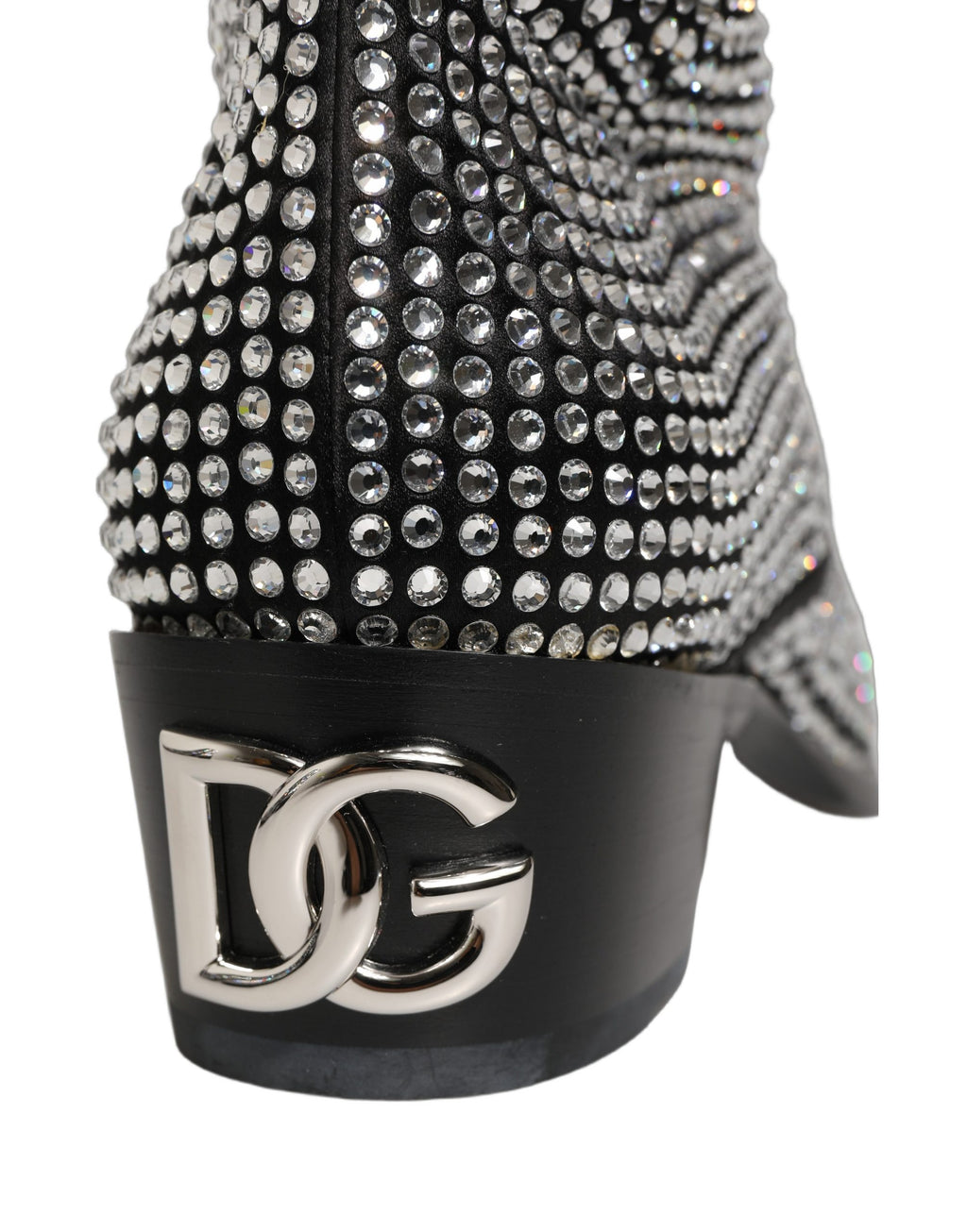 Dolce & Gabbana Schwarze Stiefeletten mit Kristallbesatz