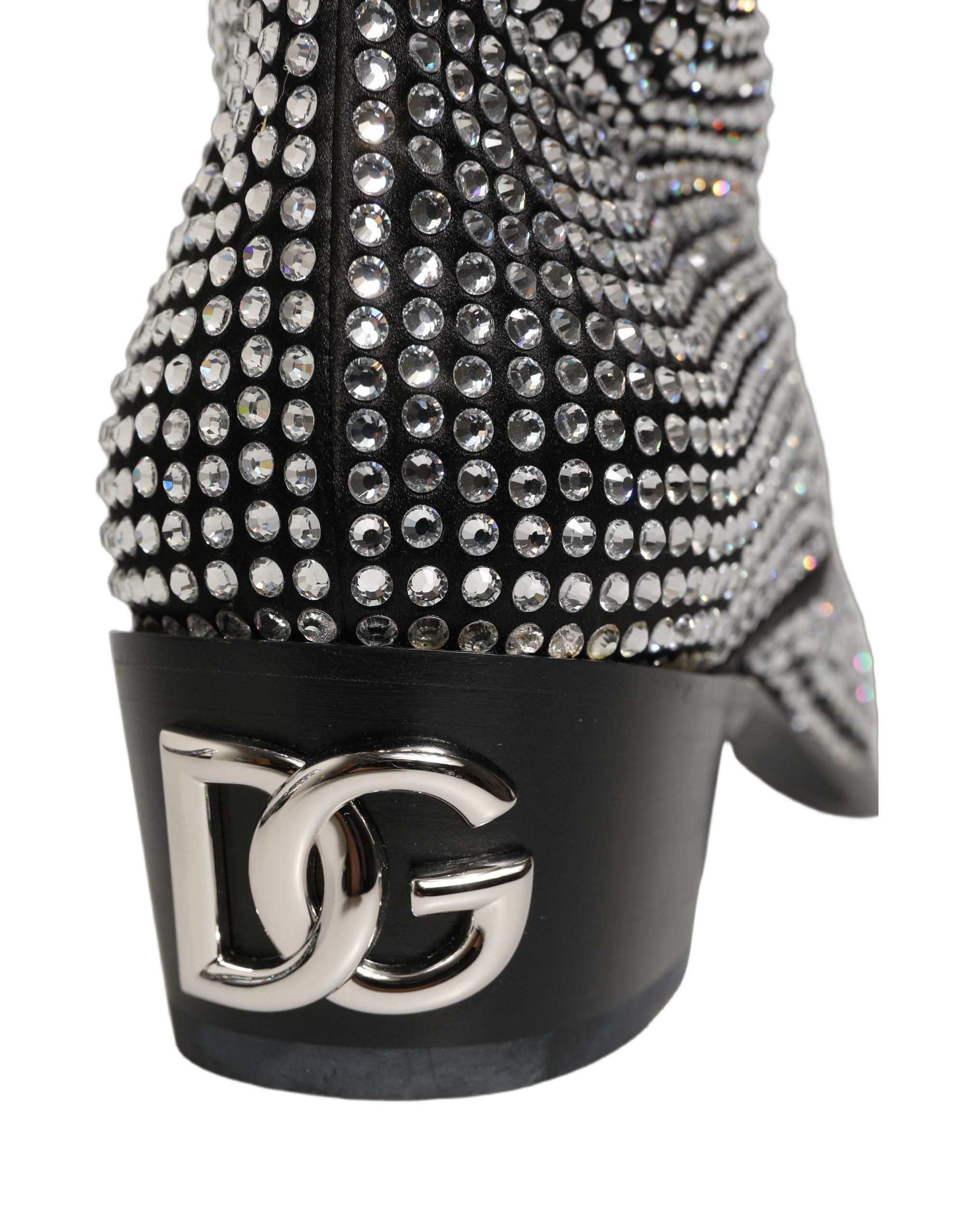 Dolce & Gabbana Schwarze Stiefeletten mit Kristallbesatz