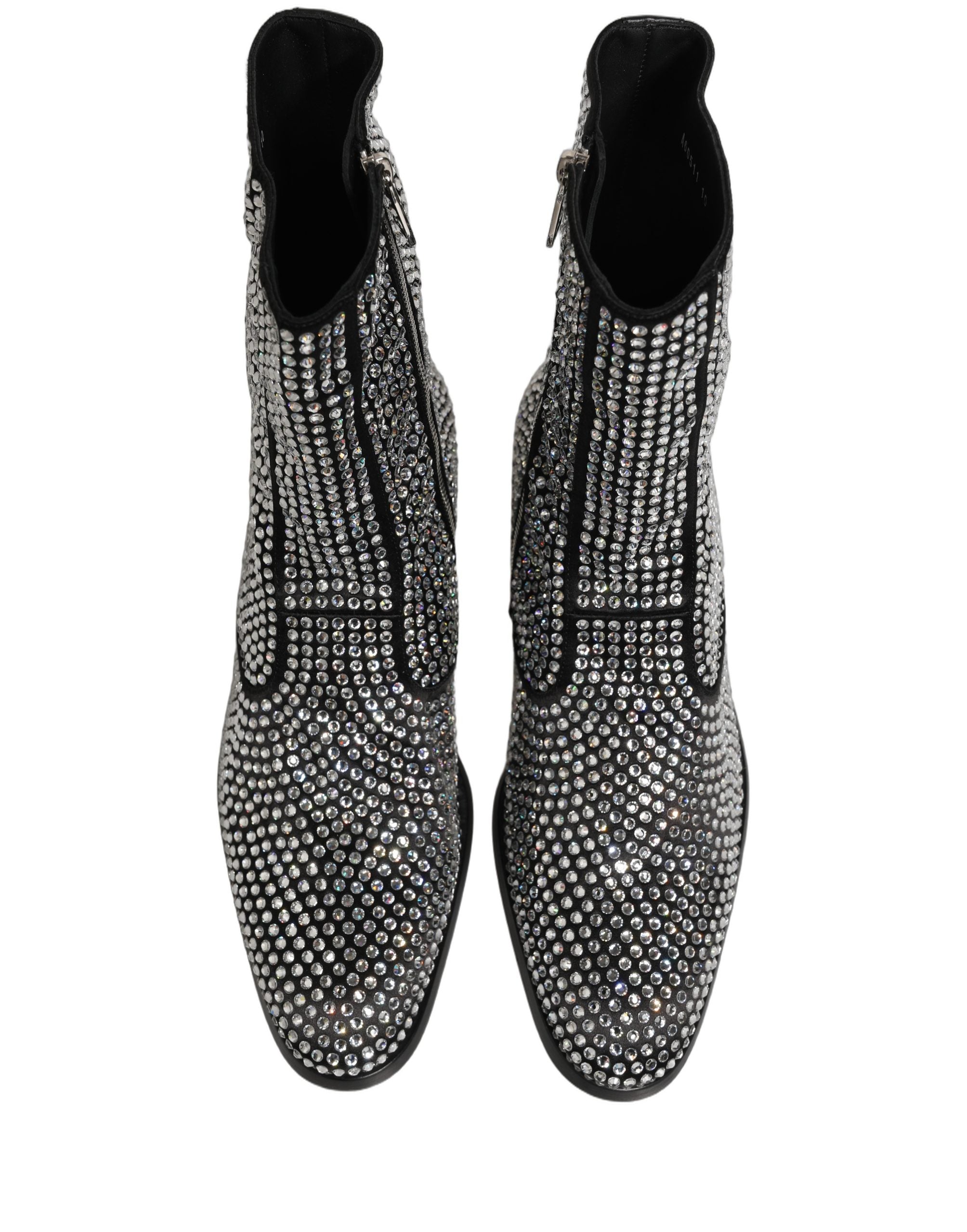 Dolce & Gabbana Schwarze Stiefeletten mit Kristallbesatz