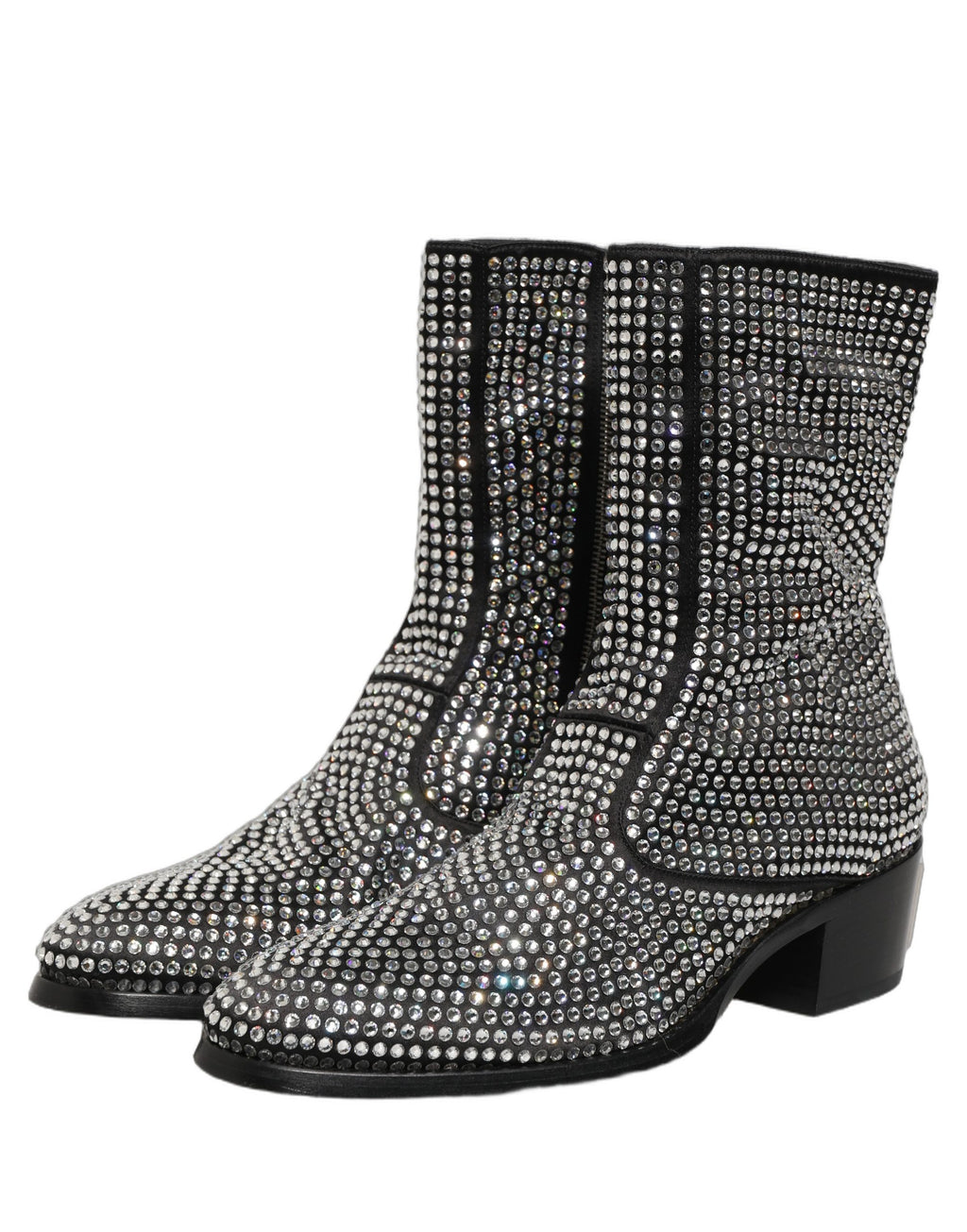 Dolce & Gabbana Schwarze Stiefeletten mit Kristallbesatz