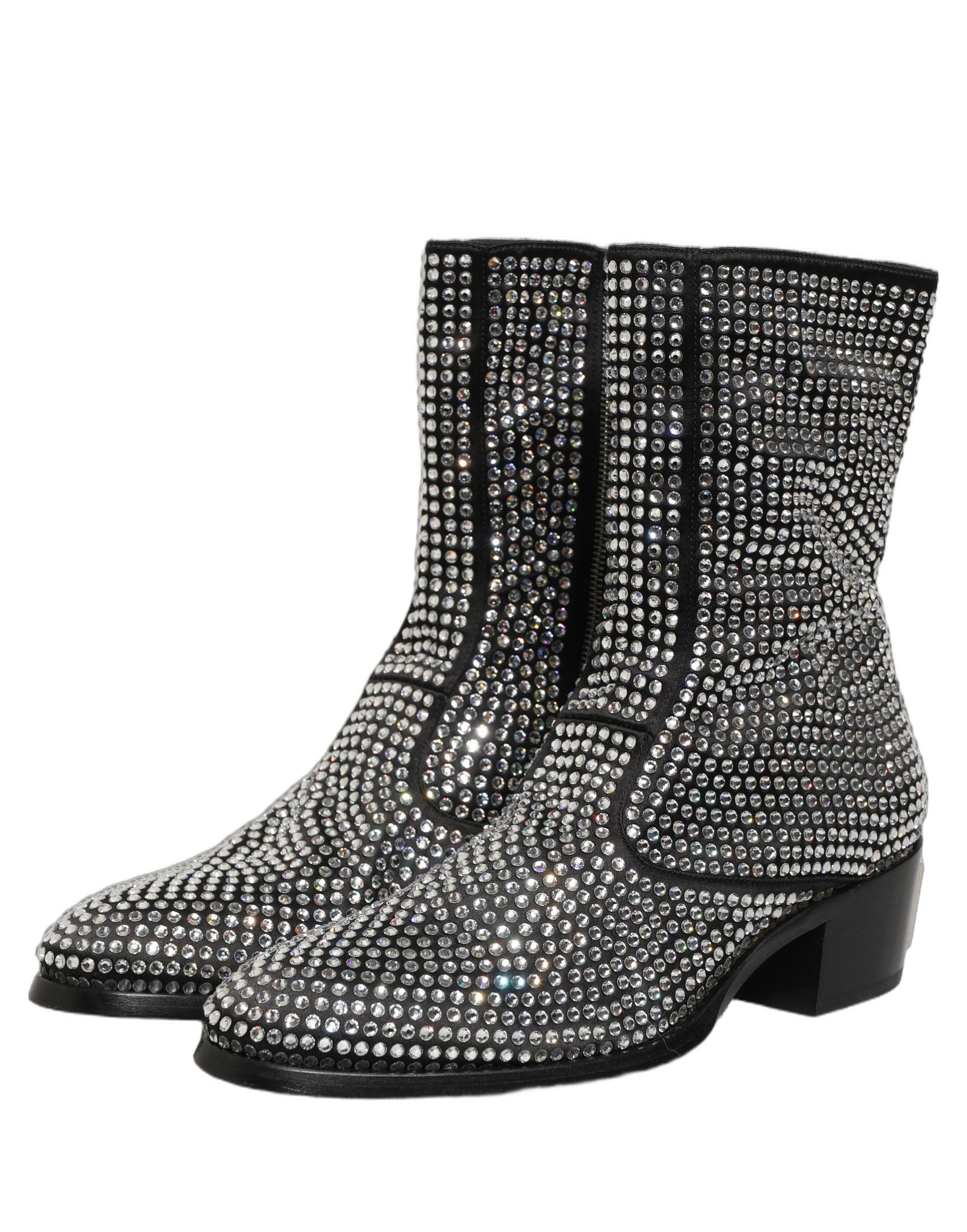 Dolce & Gabbana Schwarze Stiefeletten mit Kristallbesatz
