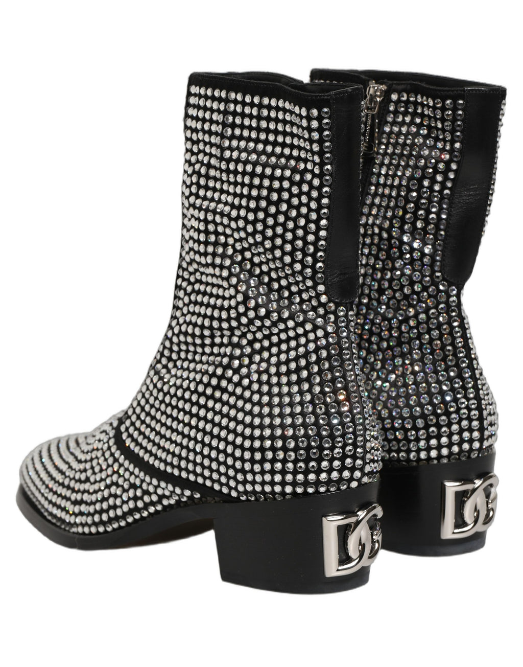 Dolce & Gabbana Schwarze Stiefeletten mit Kristallbesatz
