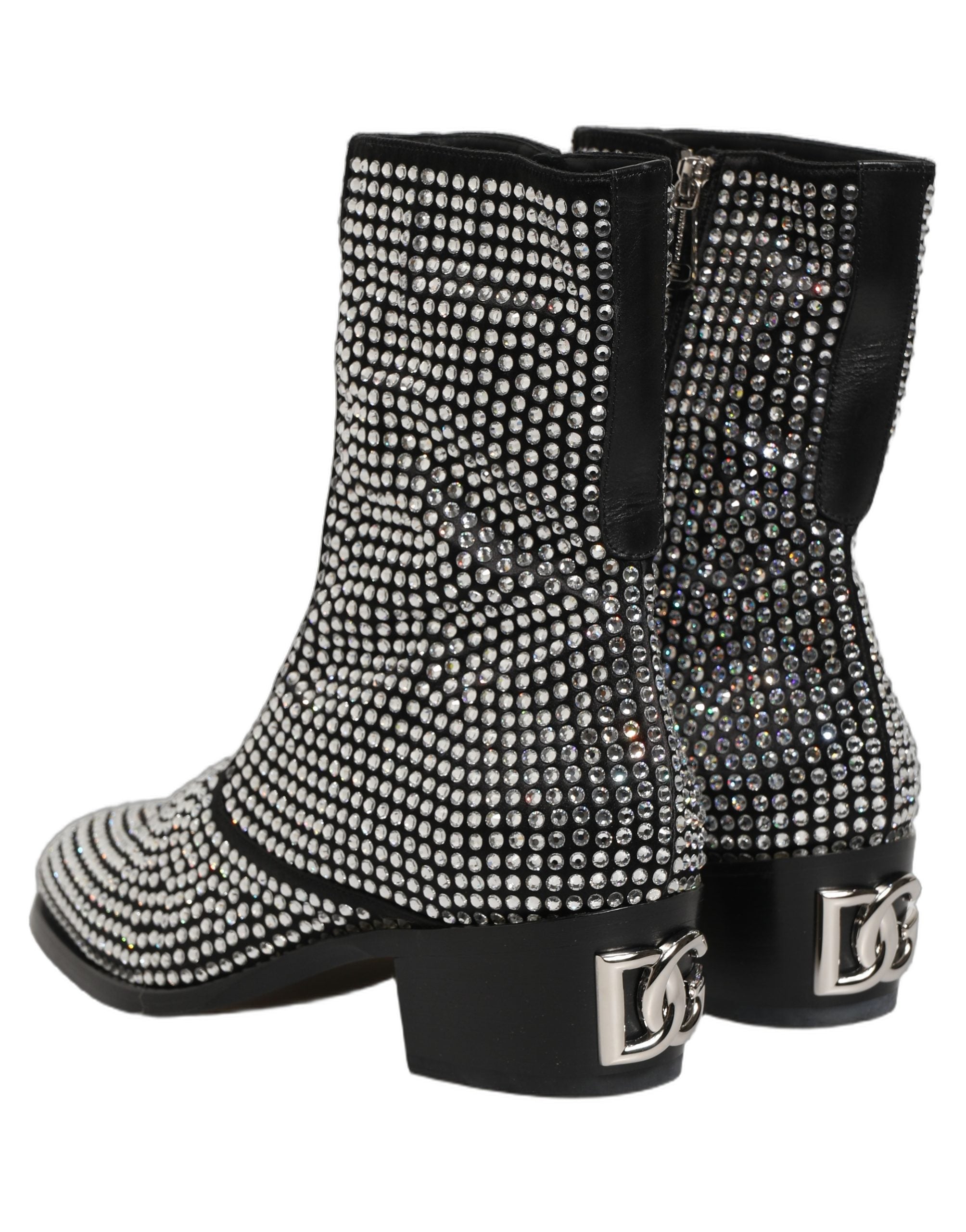 Dolce & Gabbana Schwarze Stiefeletten mit Kristallbesatz