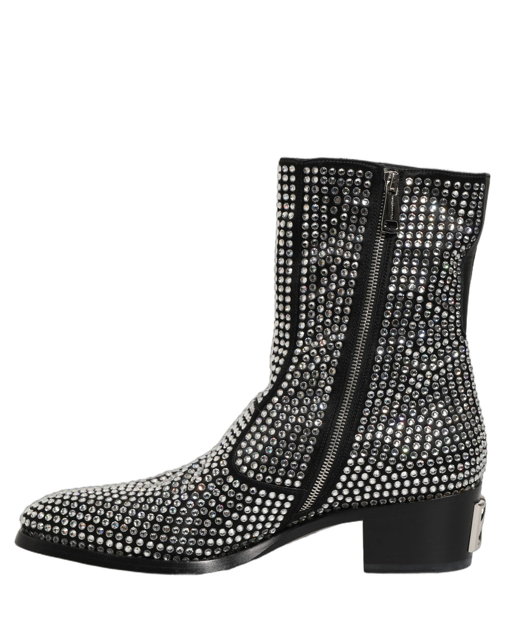 Dolce & Gabbana Schwarze Stiefeletten mit Kristallbesatz