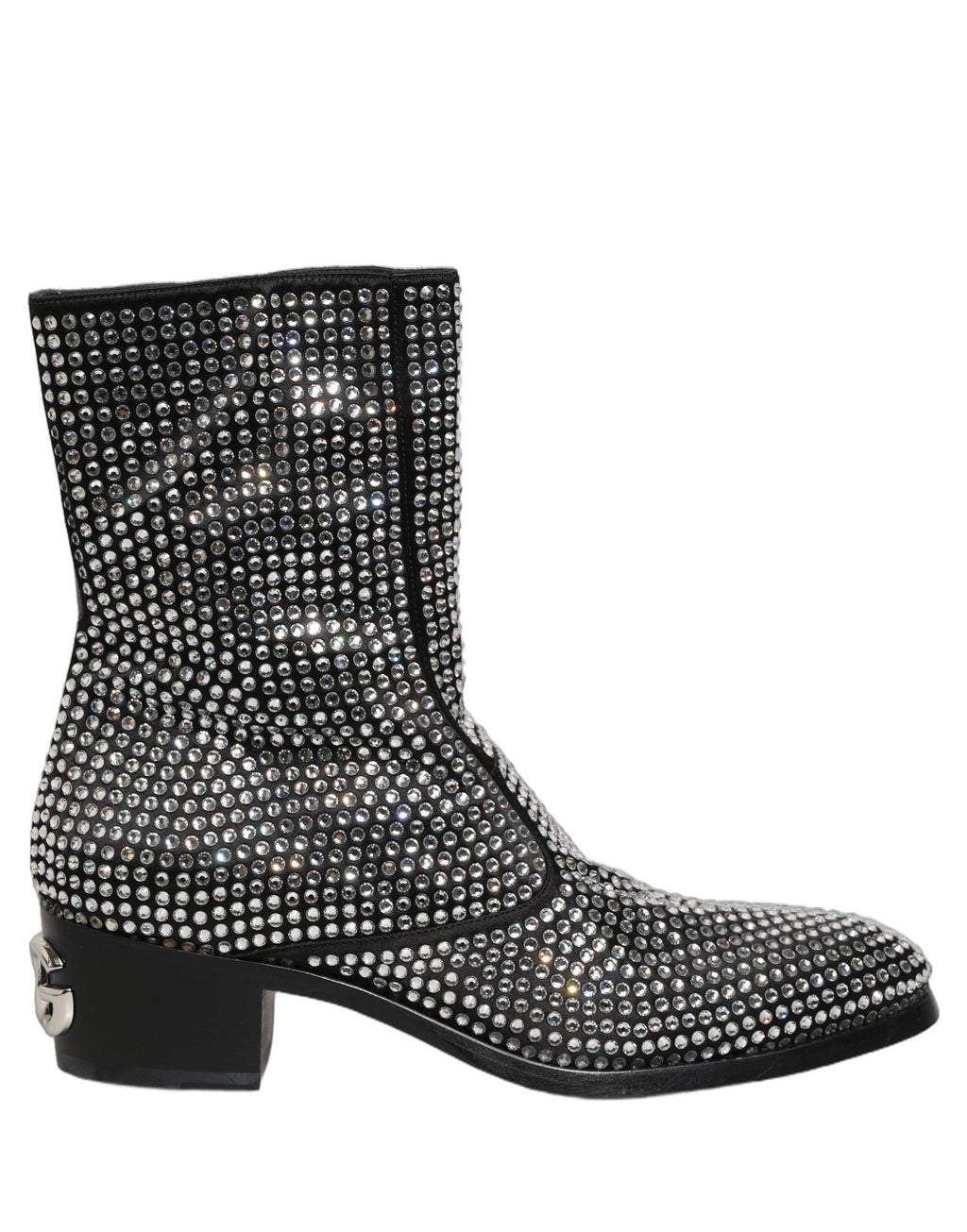 Dolce & Gabbana Schwarze Stiefeletten mit Kristallbesatz